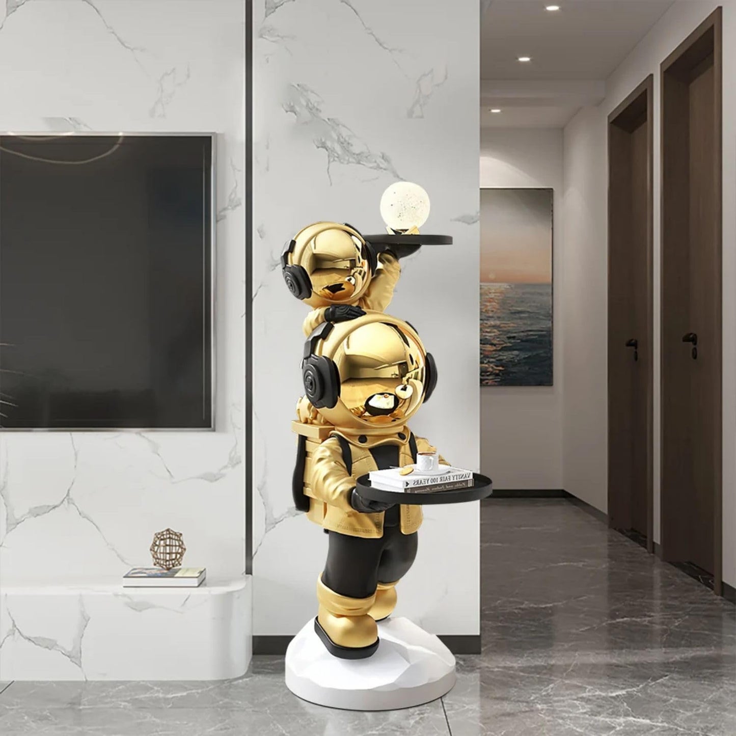 Gold Astronaut Floor Statue