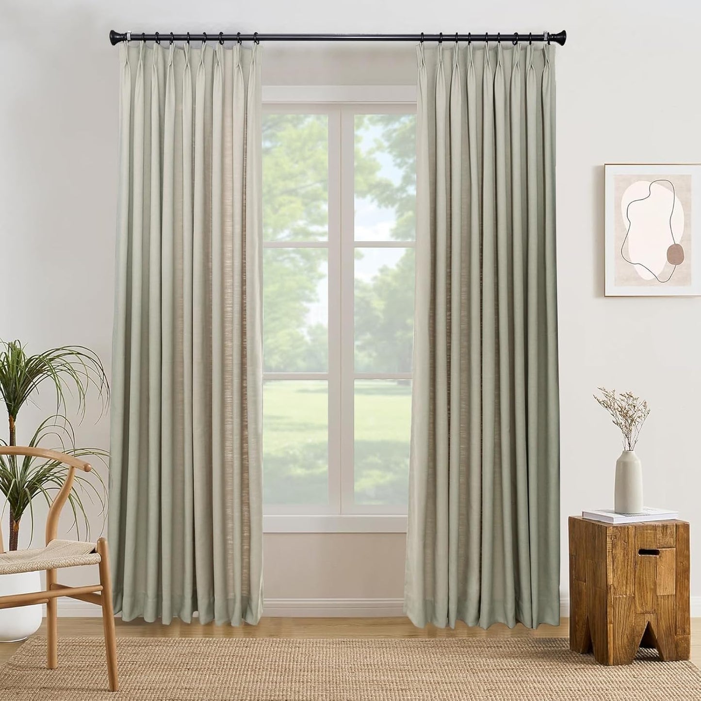 Pinch Pleat Curtain Natural LinenRoom Curtain