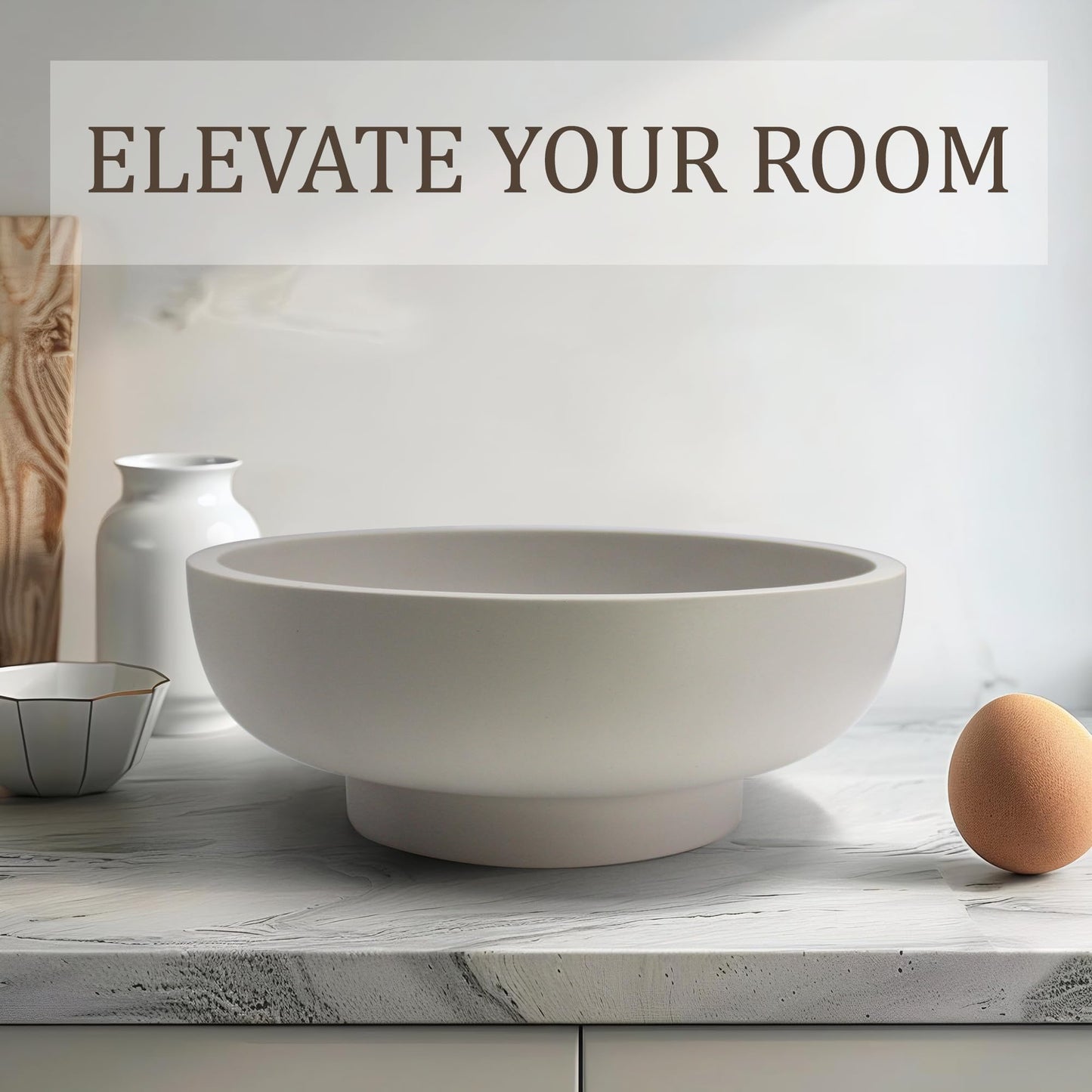Large Resin Decorative Bowl, Sand Beige