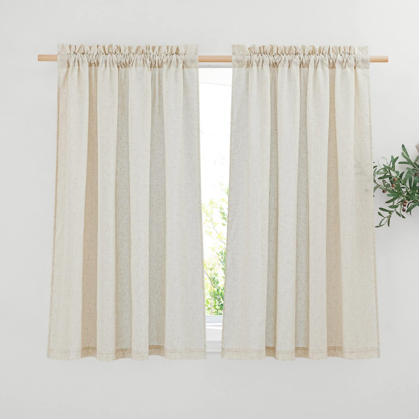 NICETOWN Linen Curtains 52x108" 2 Panels