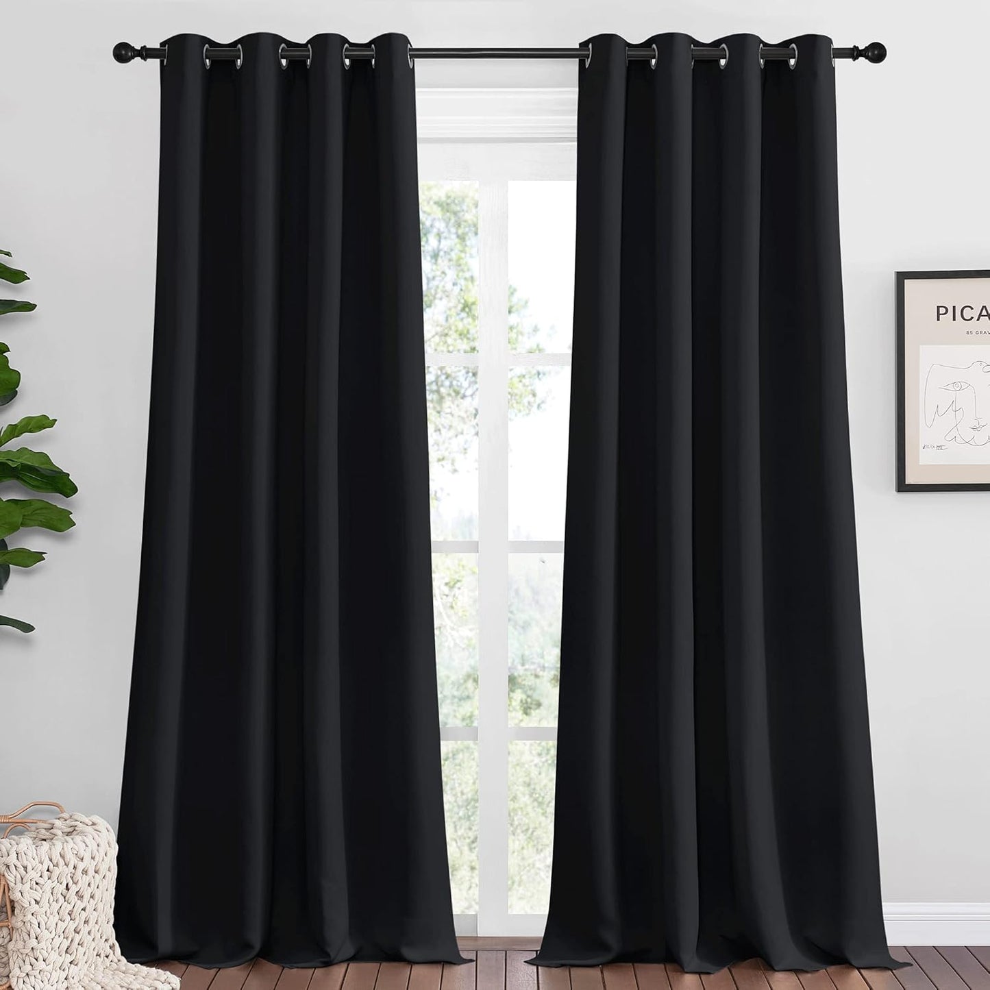 NICETOWN Blackout Curtains 42x63" Black