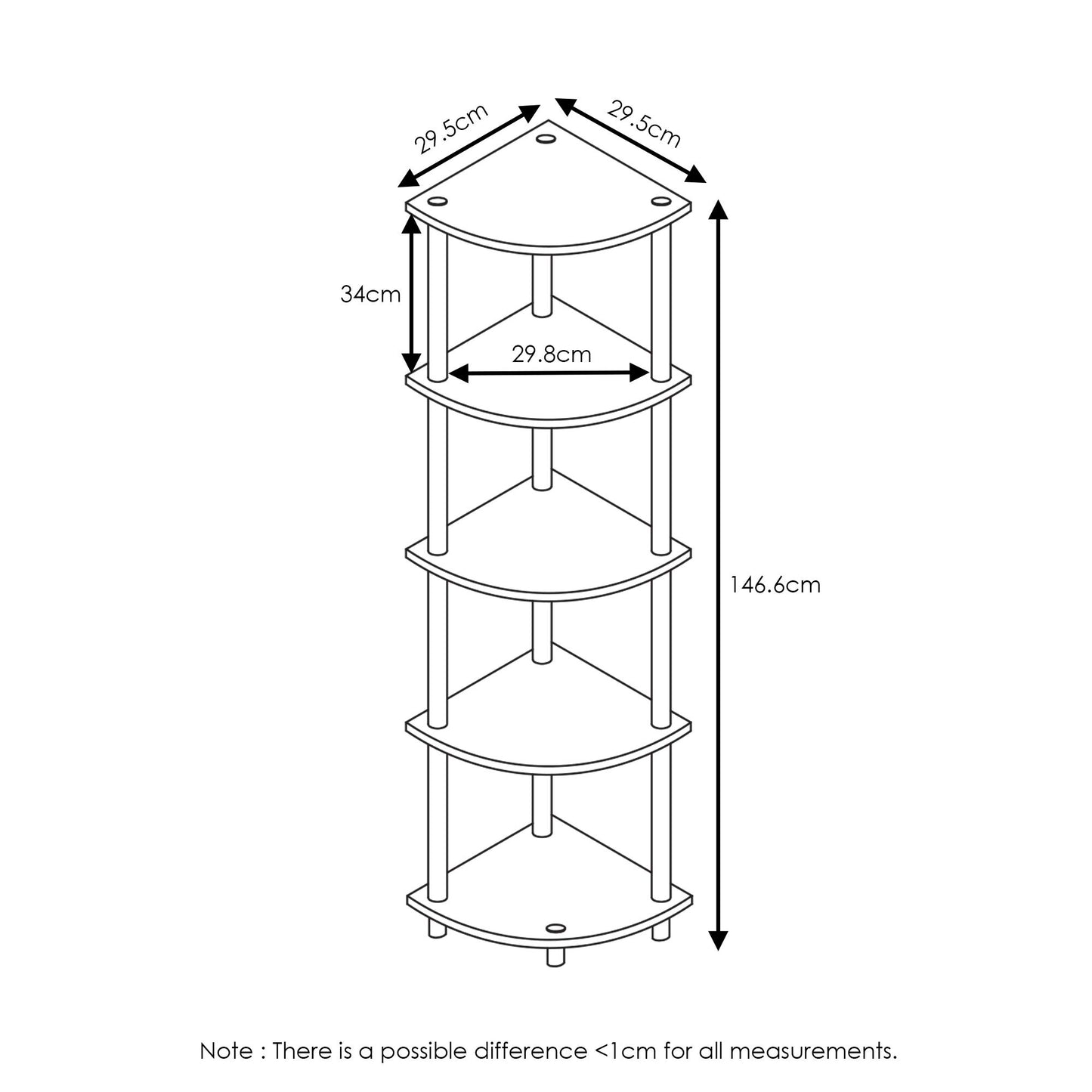 Furinno 5-Tier Corner Shelf, Espresso/Black