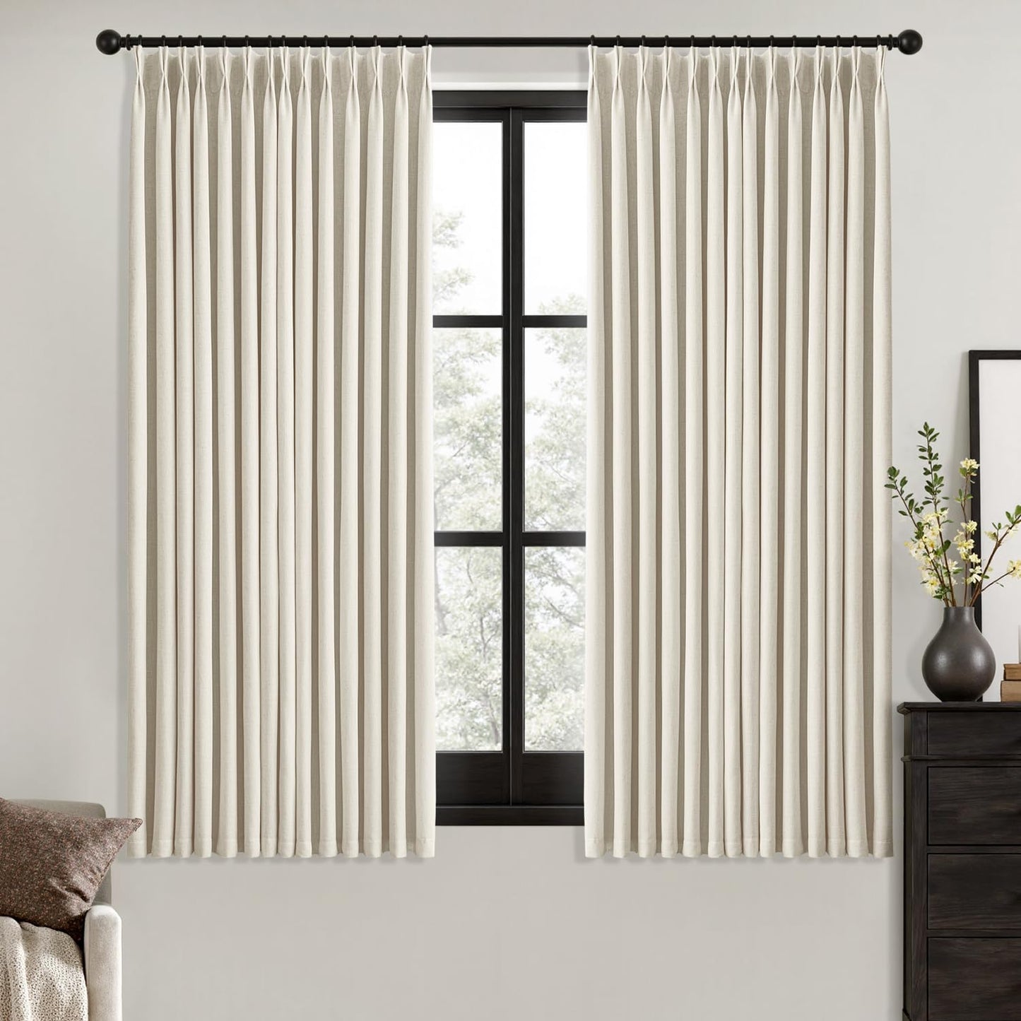MIULEE Blackout Linen Curtains 96" 2 Panels