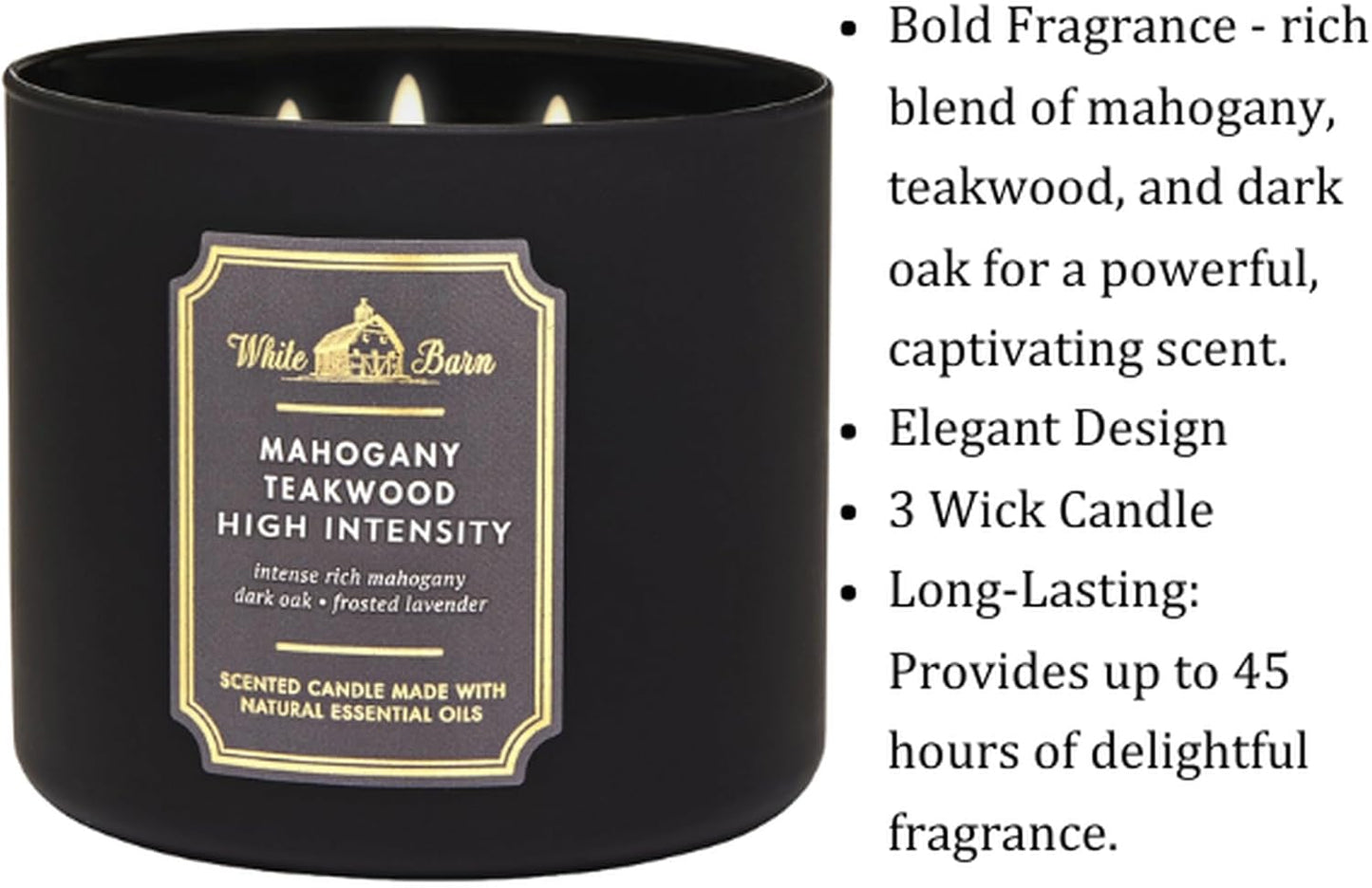 BBW White Barn 3-Wick Candle, Mahogany Teakwood