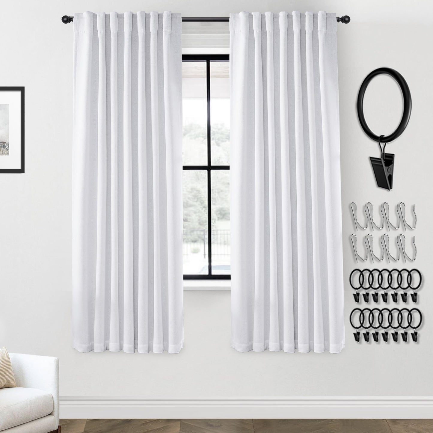 Boho Blackout Curtains Cream 70x90, 2 Panels