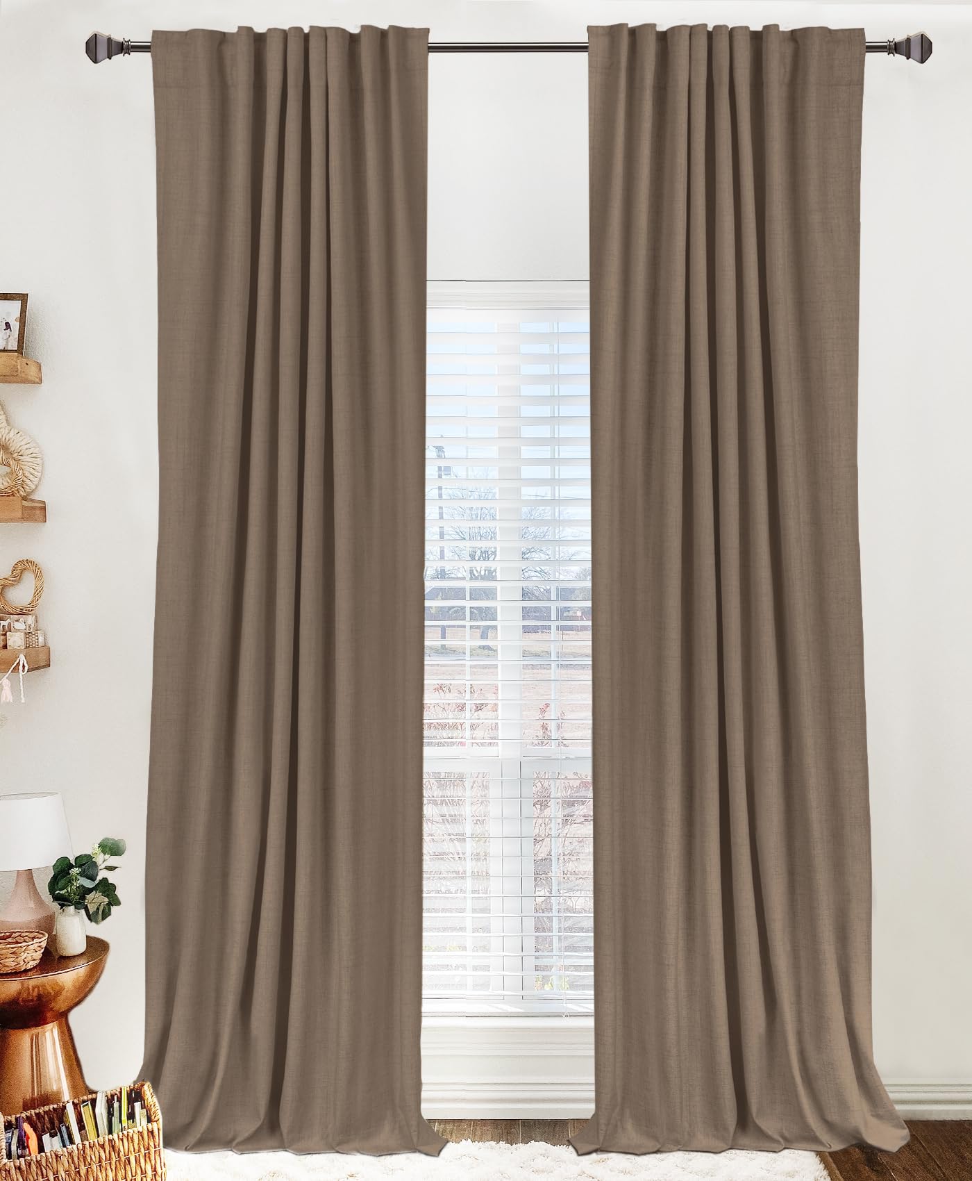 Linen Blackout Curtains 50x120" Moss Green, 2 Panels
