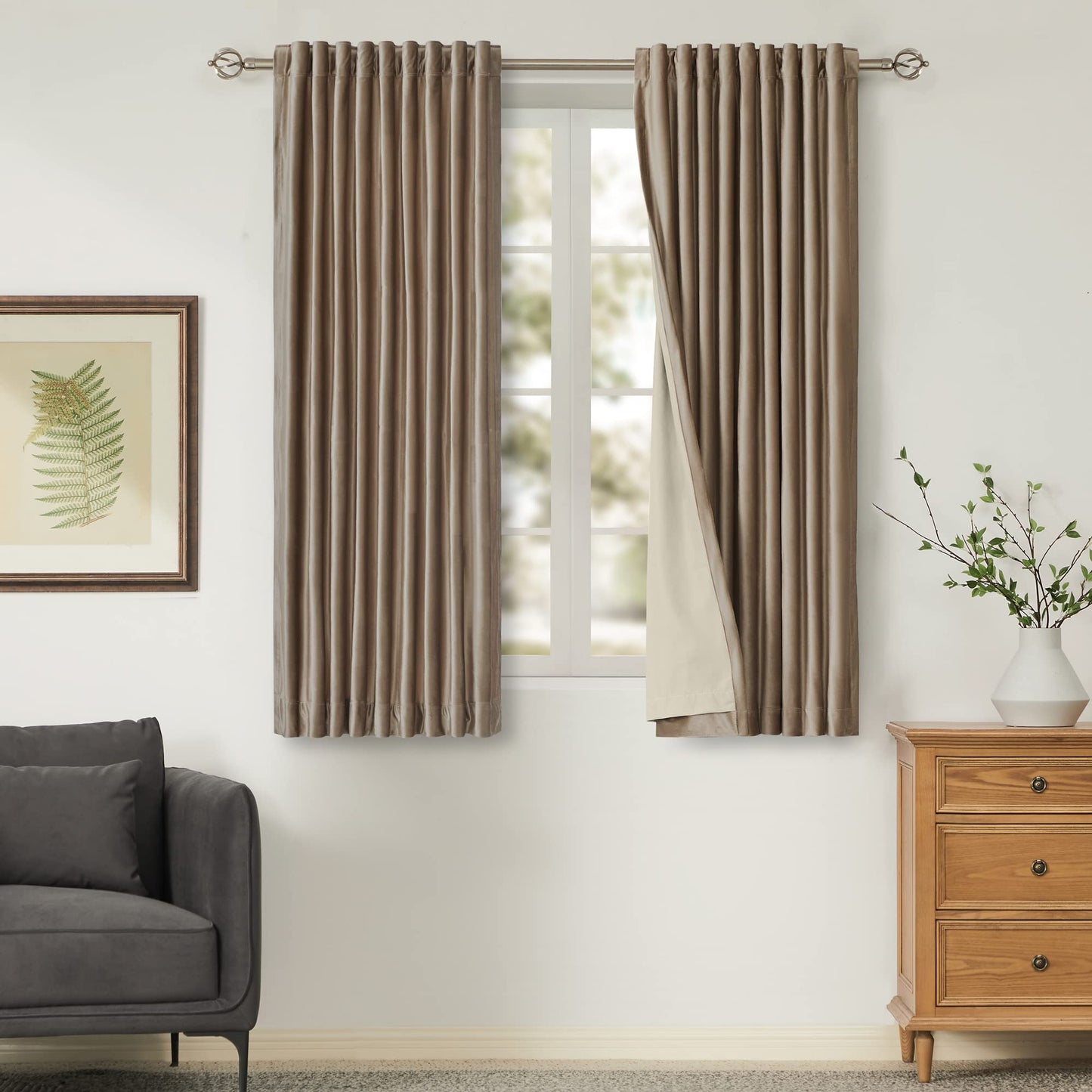 100% Blackout Ivory Off White Velvet Curtains