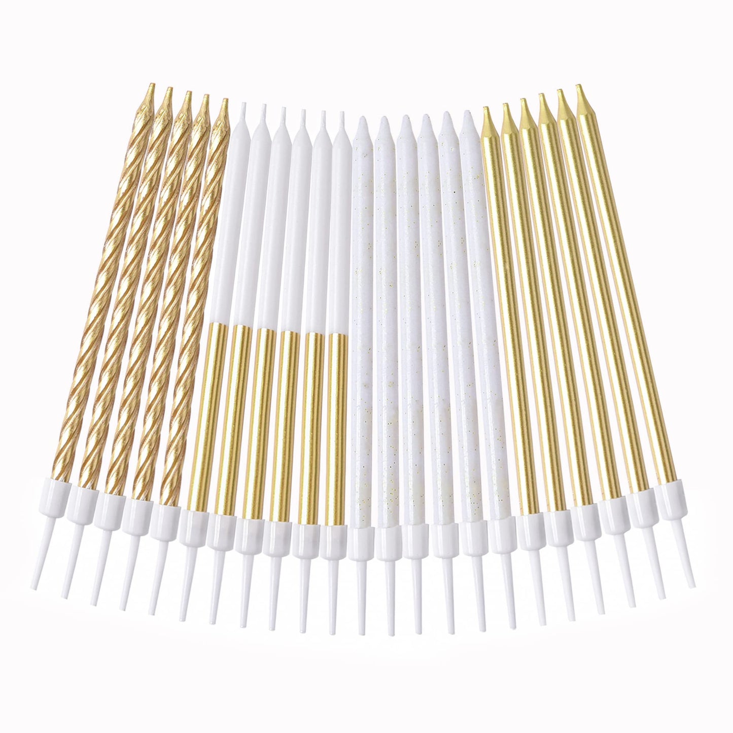 PHD CAKE Gold Long Thin Metallic Birthday Candles