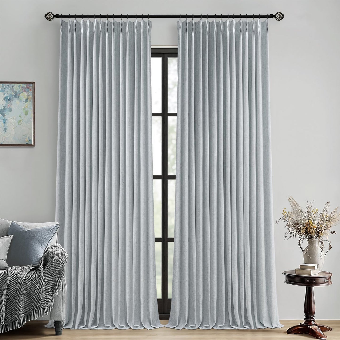 MIULEE Blackout Linen Curtains 96" 2 Panels