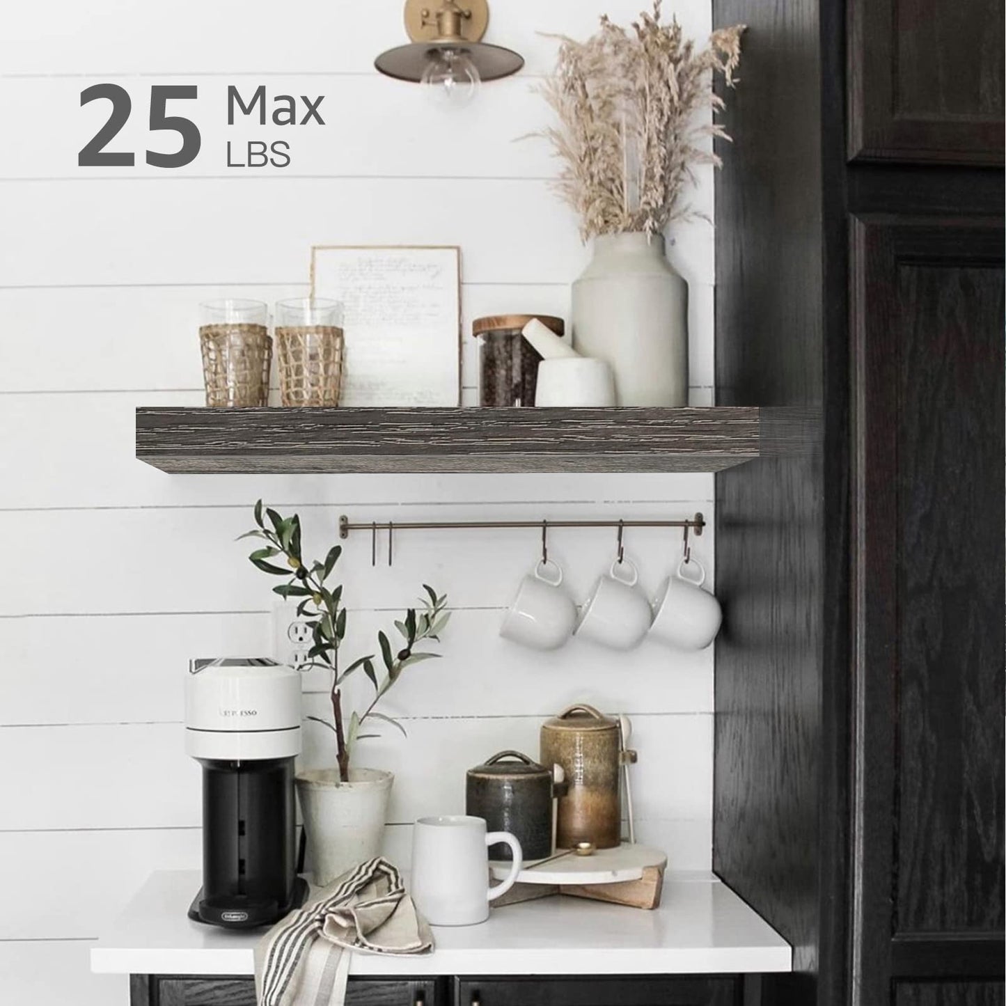 QEEIG Floating Shelves, 3pcs, Rustic Brown