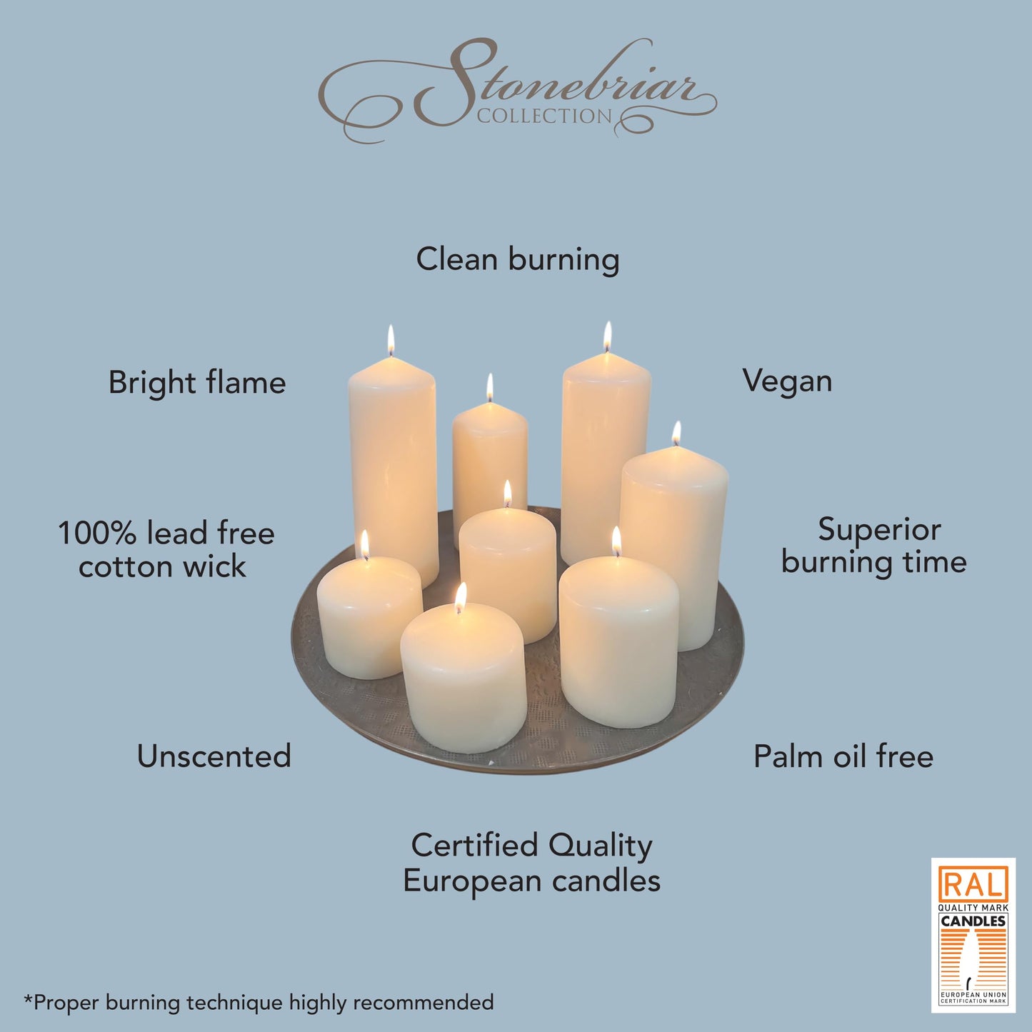 Stonebriar Unscented White Pillar Candles, 6-Pack, 3"x6"