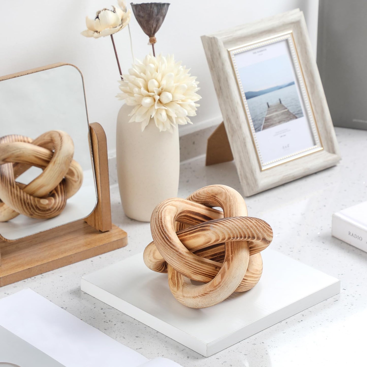 Yalikop Wood Knot Decor, White