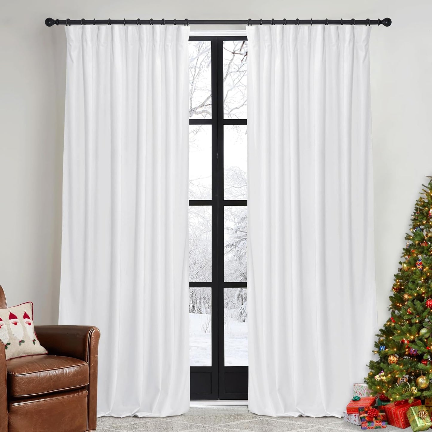 RYB HOME Velvet Curtains 52x108" Green, 2 Panels