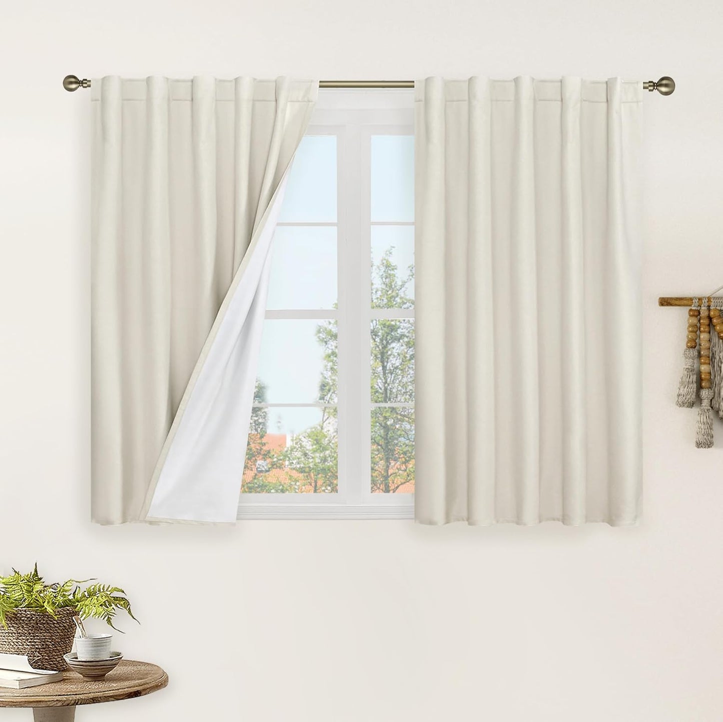 LAMIT Linen Blackout Curtains 60x84" Taupe, 2 Panels