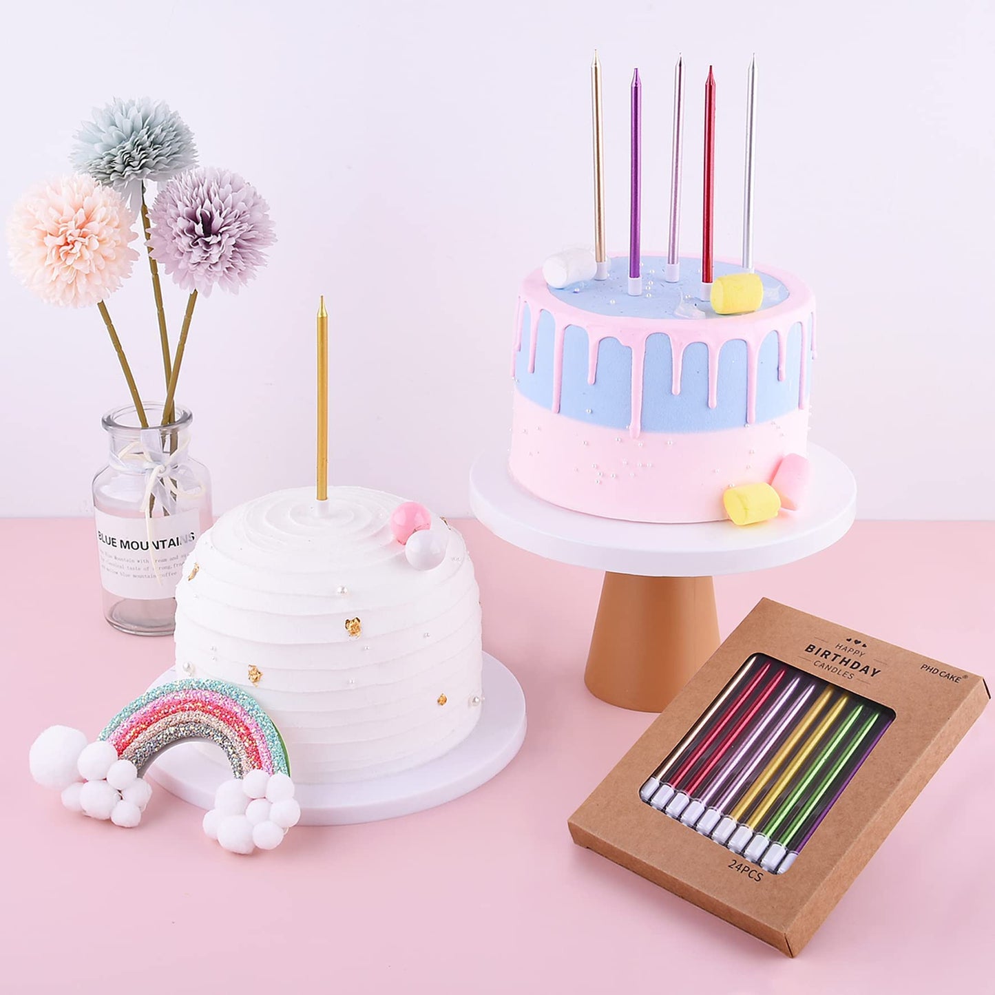 PHD CAKE Gold Long Thin Metallic Birthday Candles