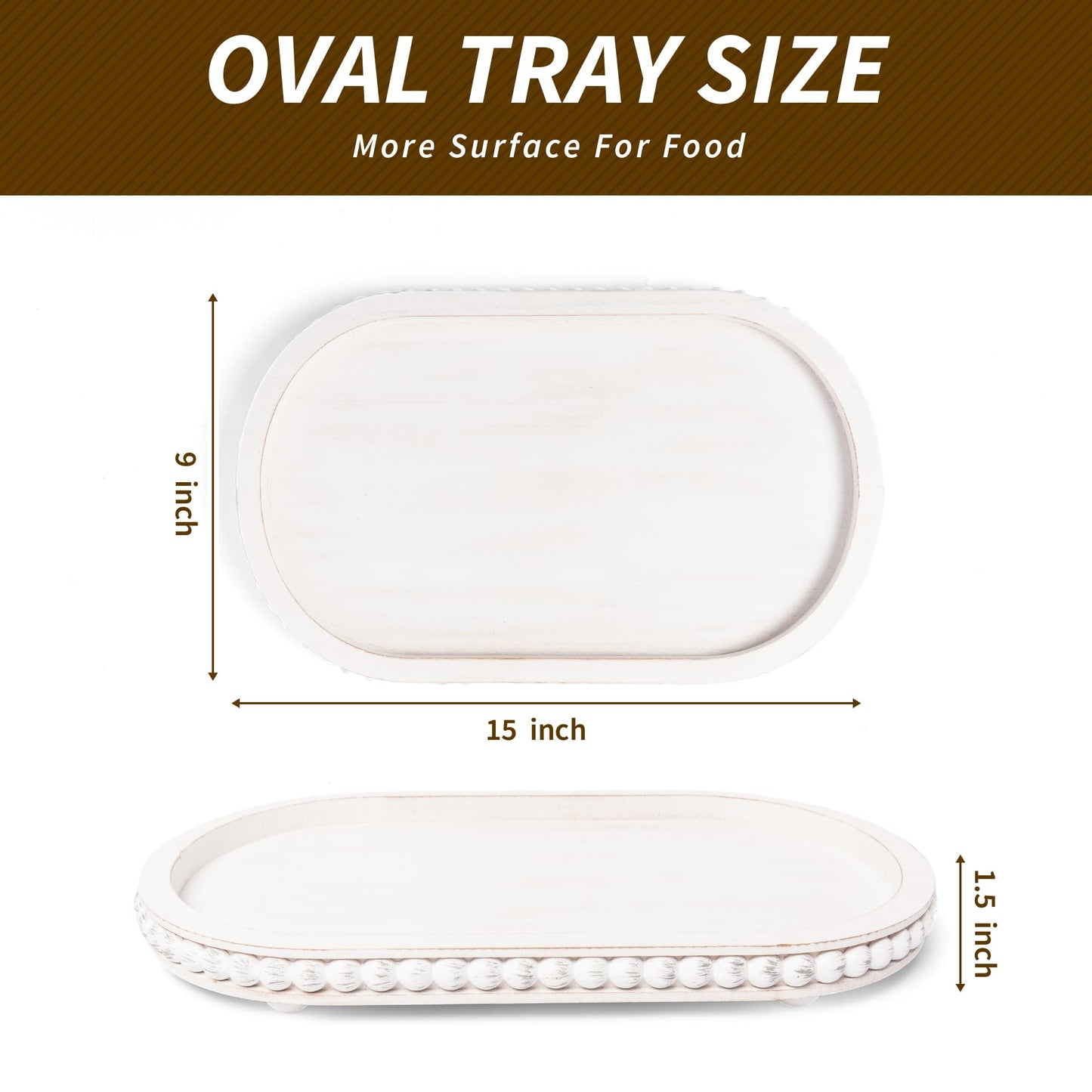 HPC Decor Round White Wood Tray, 12"