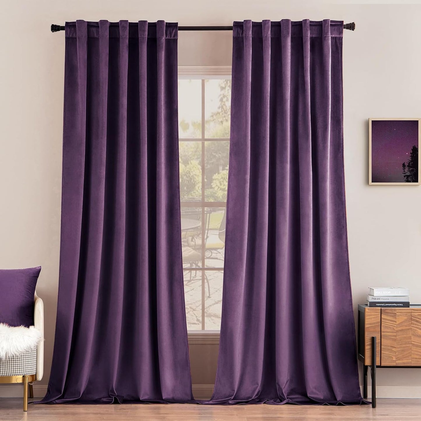 MIULEE Velvet Curtains 108 inches Long 2 Panels