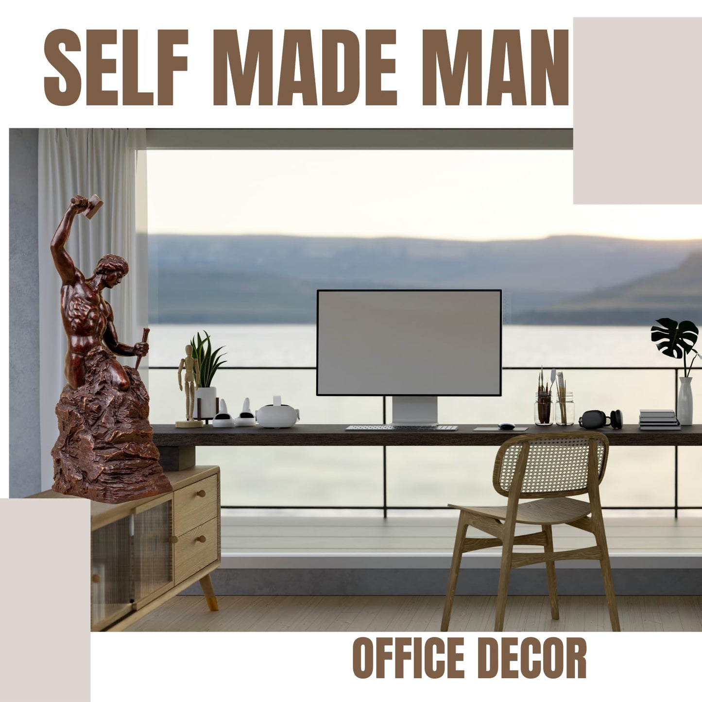 Bronze Self-Made Man Statue 18.5"