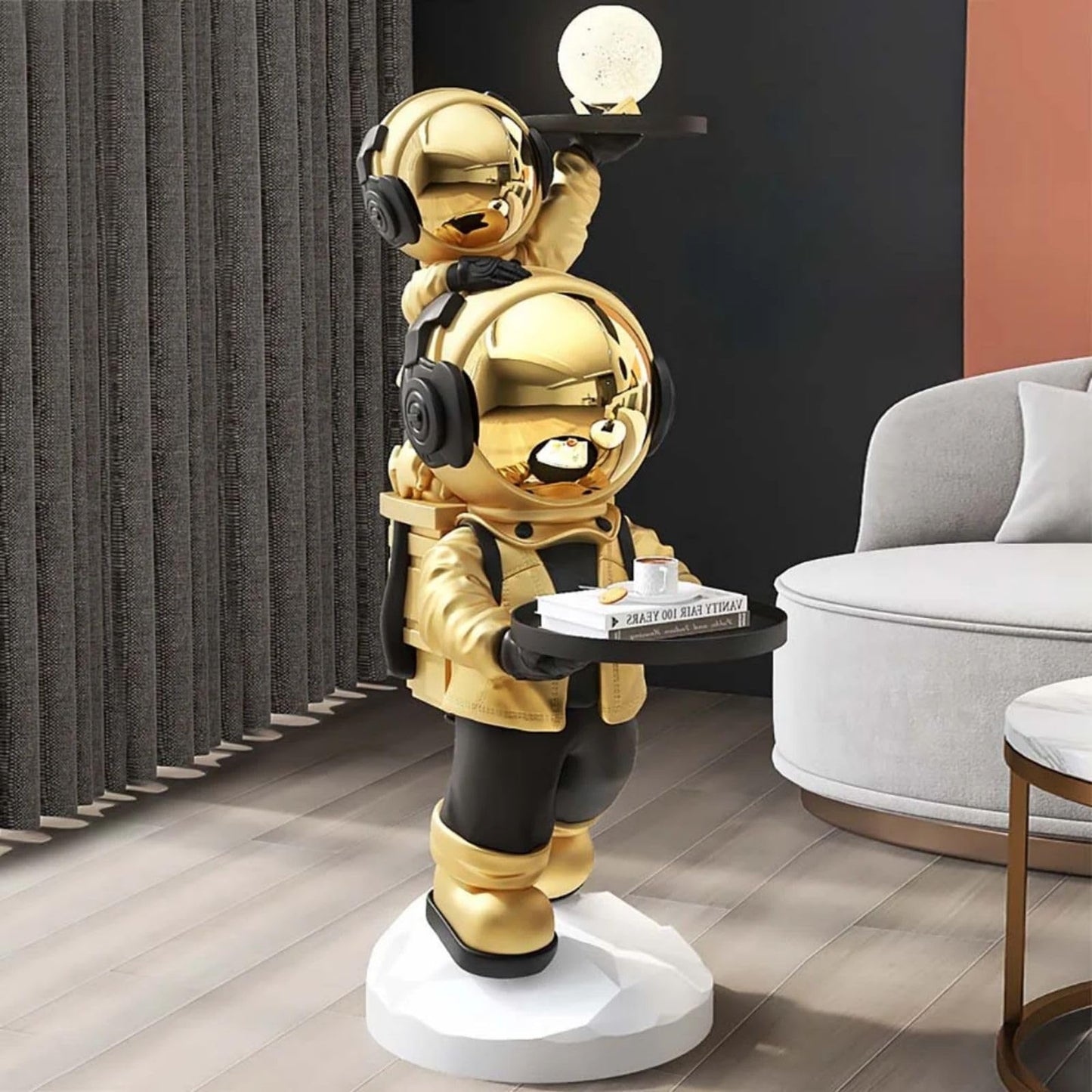Gold Astronaut Floor Statue