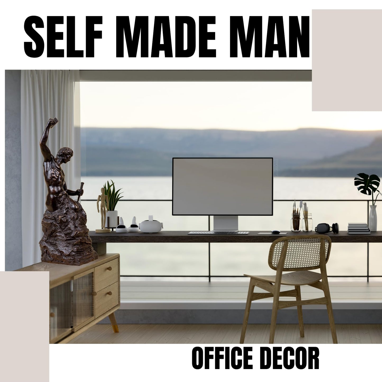 Bronze Self-Made Man Statue 18.5"