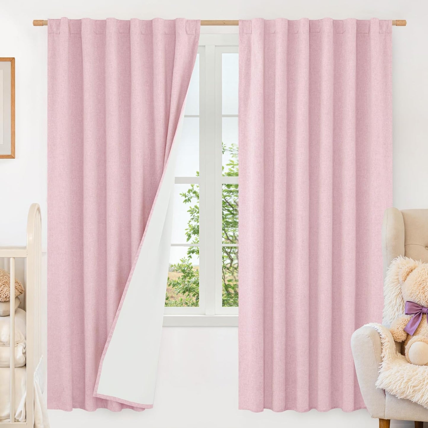 LAMIT Linen Blackout Curtains 60x84" Taupe, 2 Panels