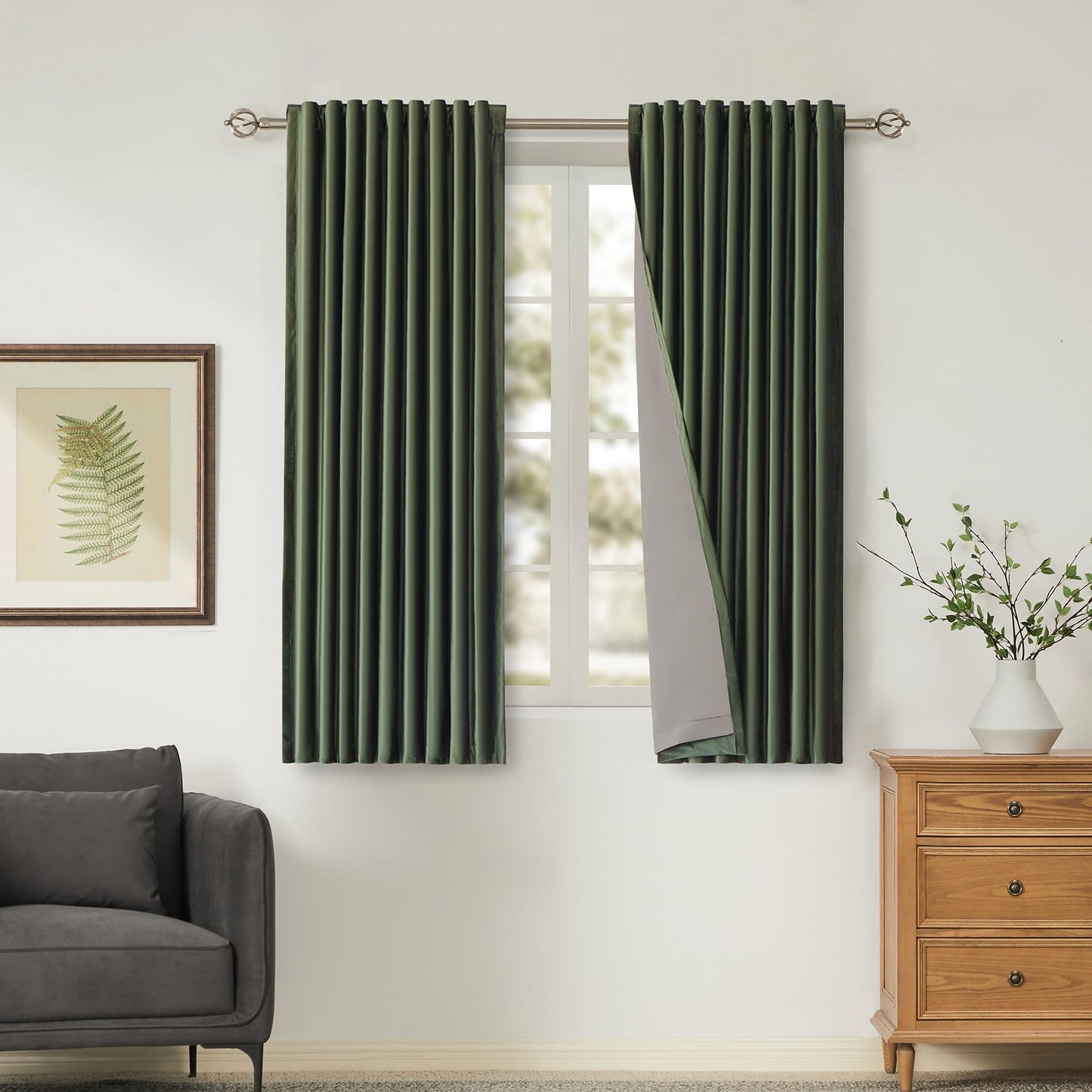 100% Blackout Ivory Off White Velvet Curtains