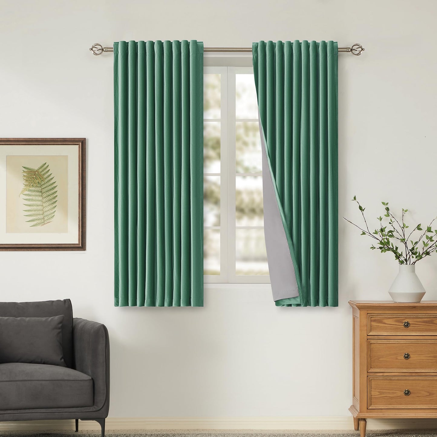 100% Blackout Ivory Off White Velvet Curtains