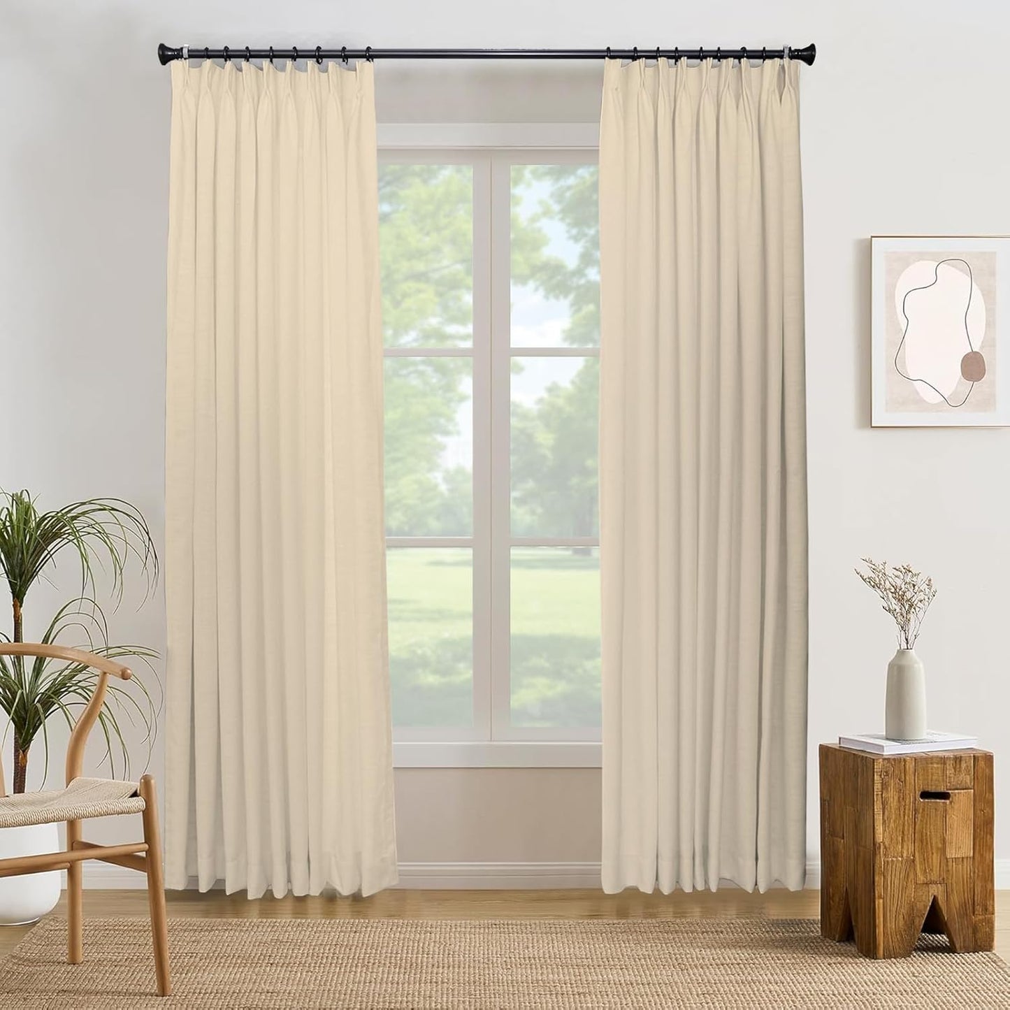 Pinch Pleat Curtain Natural LinenRoom Curtain