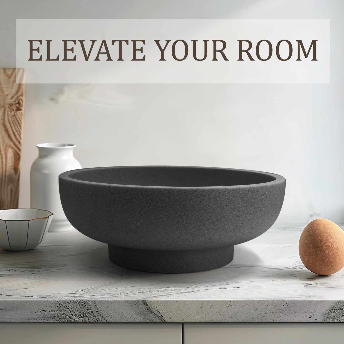 Large Resin Decorative Bowl, Sand Beige