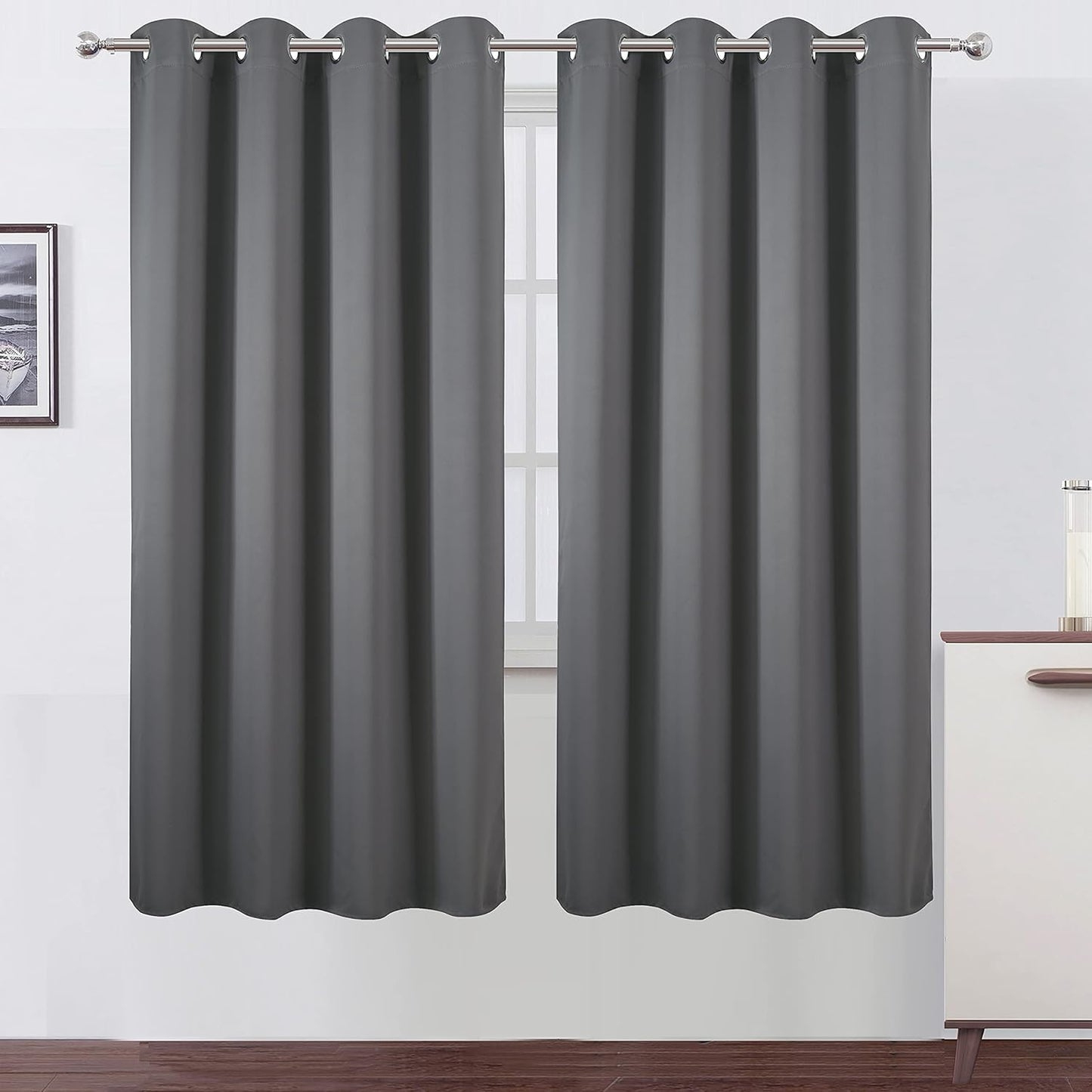 LEMOMO Blackout Curtains 52x84" Black, 2 Panels