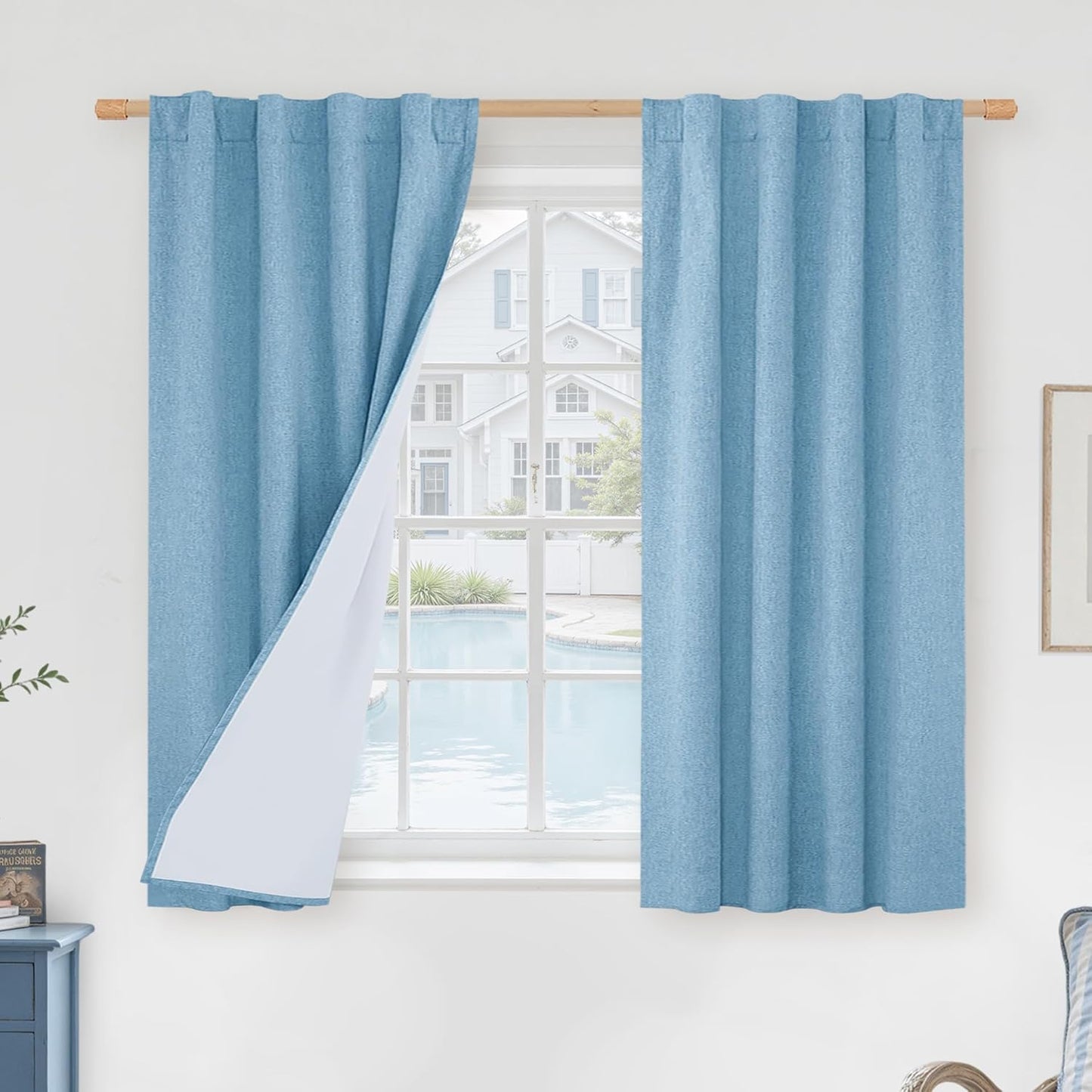 LAMIT Linen Blackout Curtains 60x84" Taupe, 2 Panels