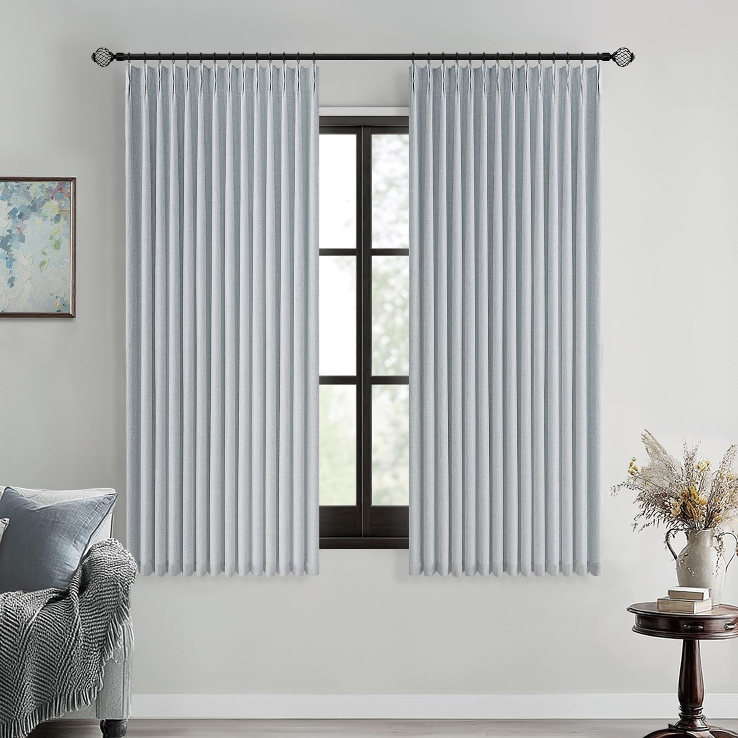 MIULEE Blackout Linen Curtains 96" 2 Panels