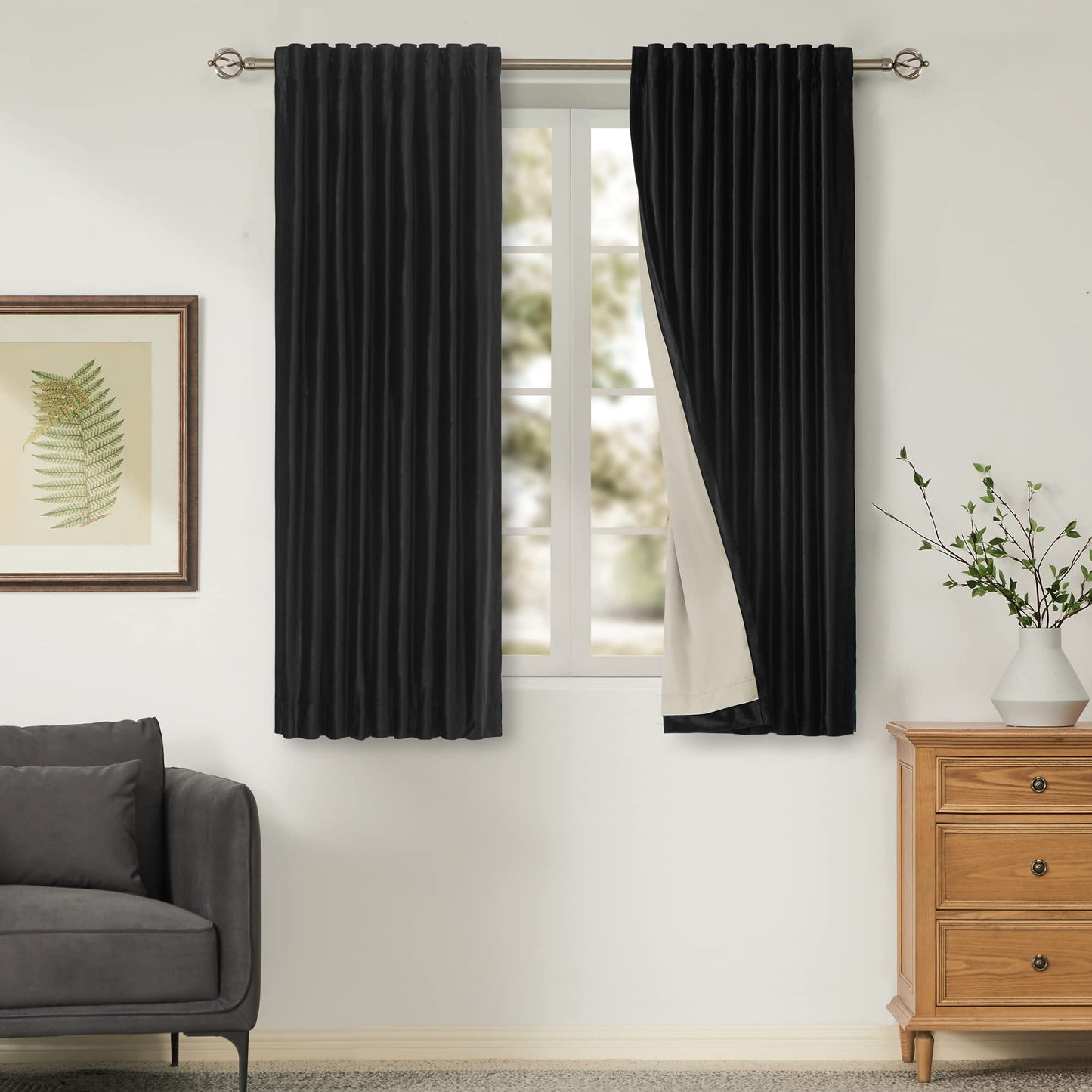100% Blackout Ivory Off White Velvet Curtains