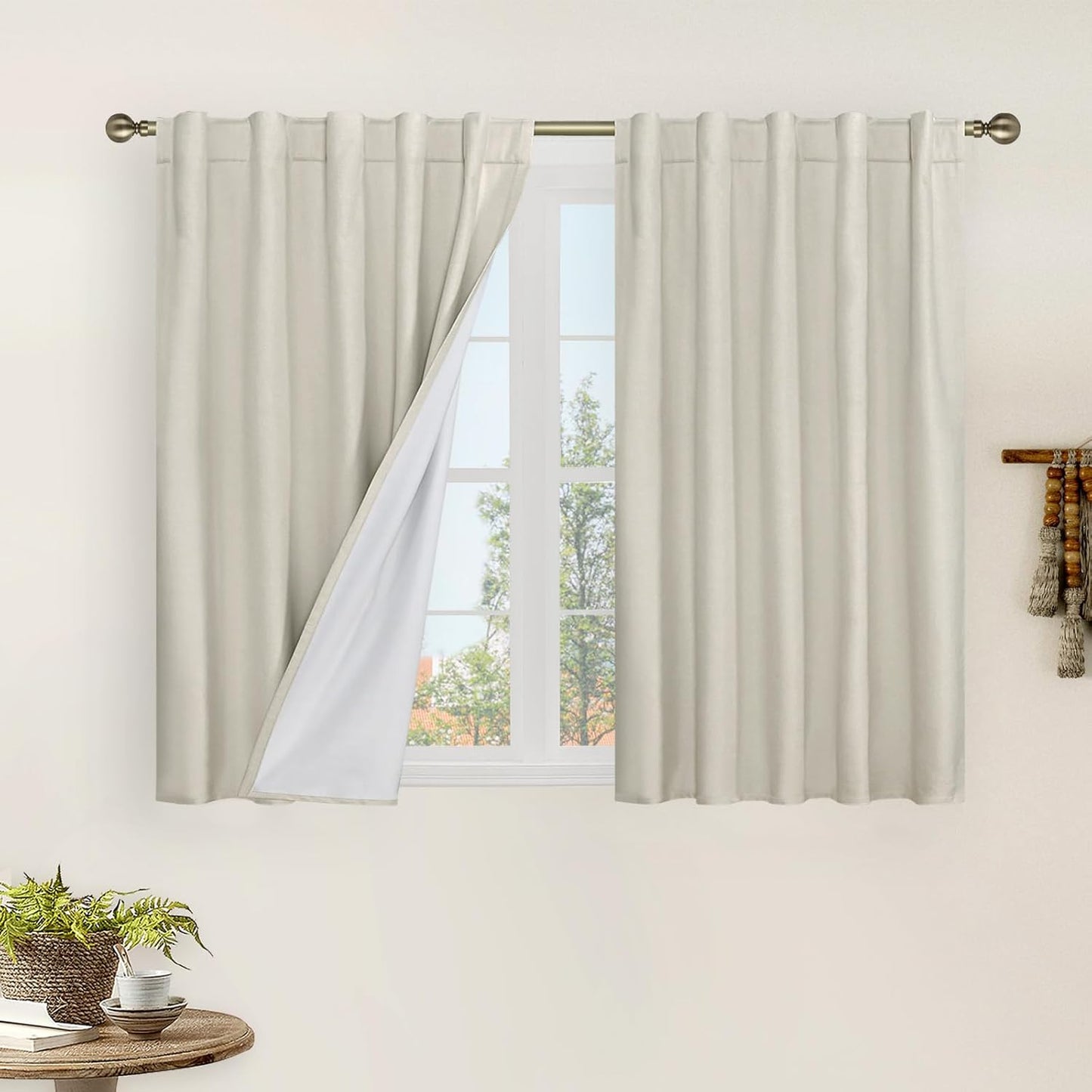 LAMIT Linen Blackout Curtains 60x84" Taupe, 2 Panels