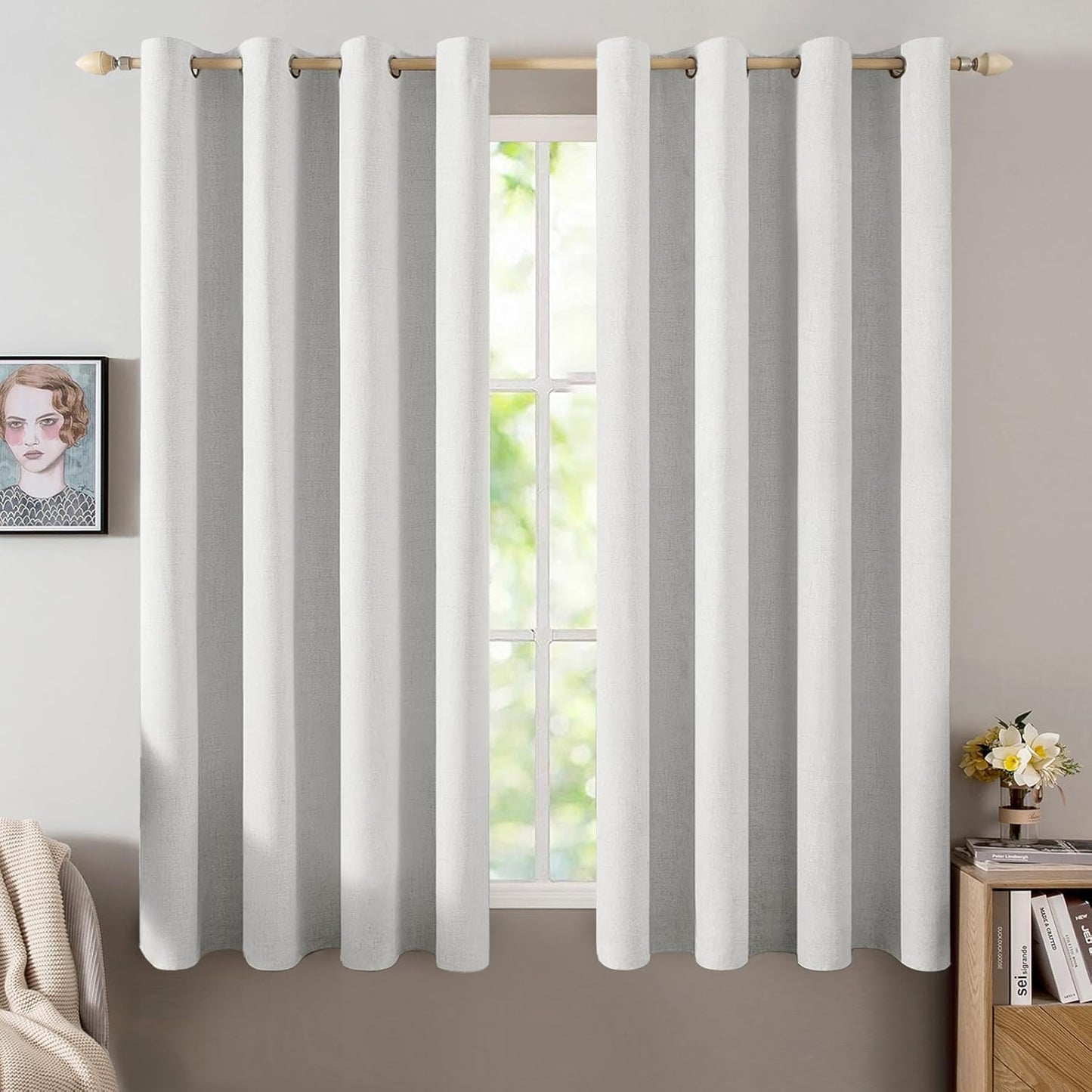 MIULEE Blackout Curtains 52x84" Beige, 2 Panels