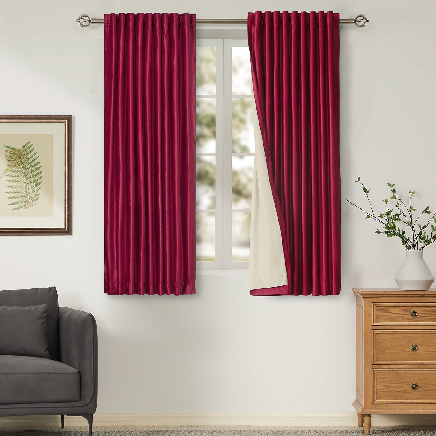 100% Blackout Ivory Off White Velvet Curtains