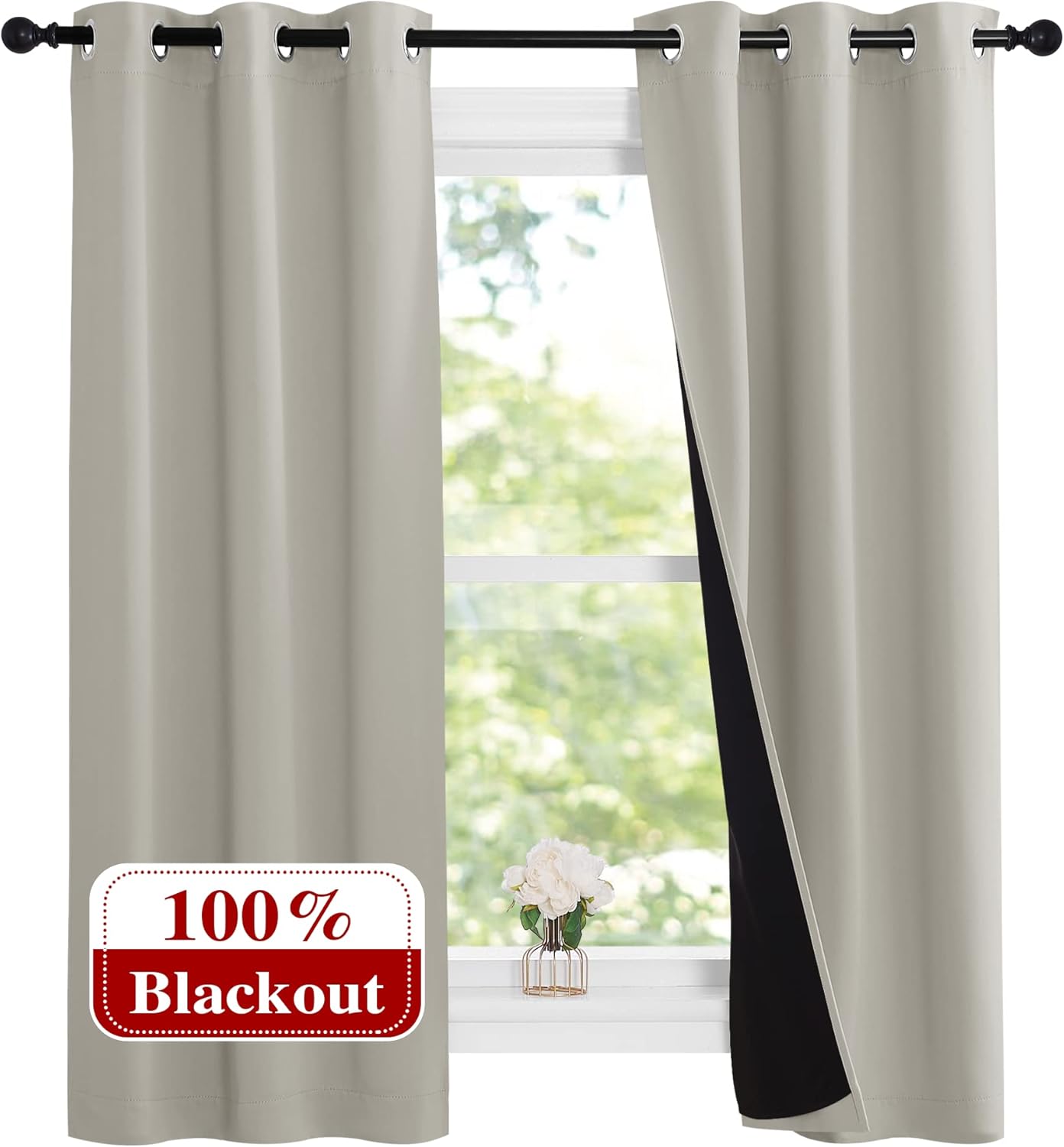 NICETOWN Grey Blackout Curtains 70x108, Set of 2