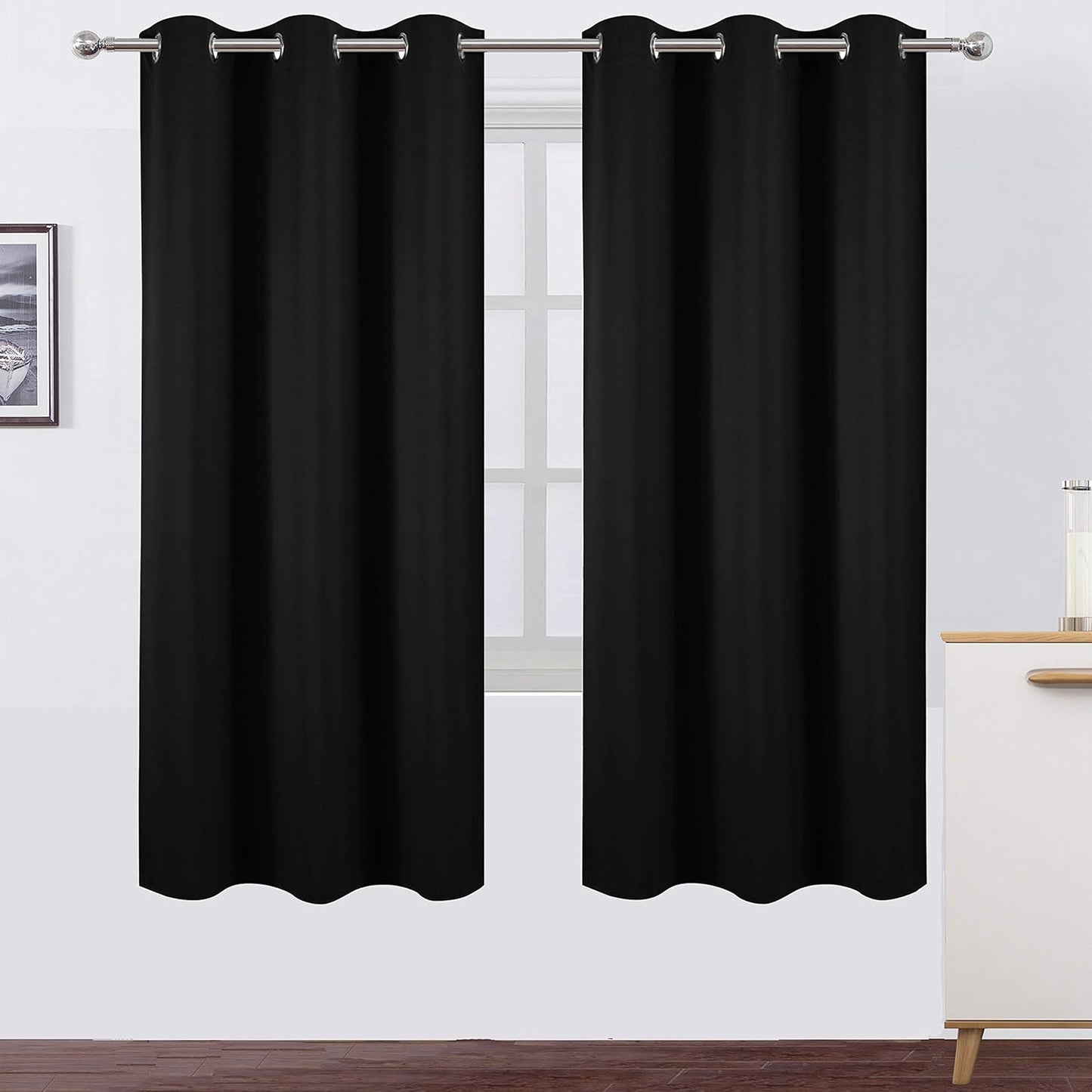 LEMOMO Blackout Curtains 52x84" Black, 2 Panels