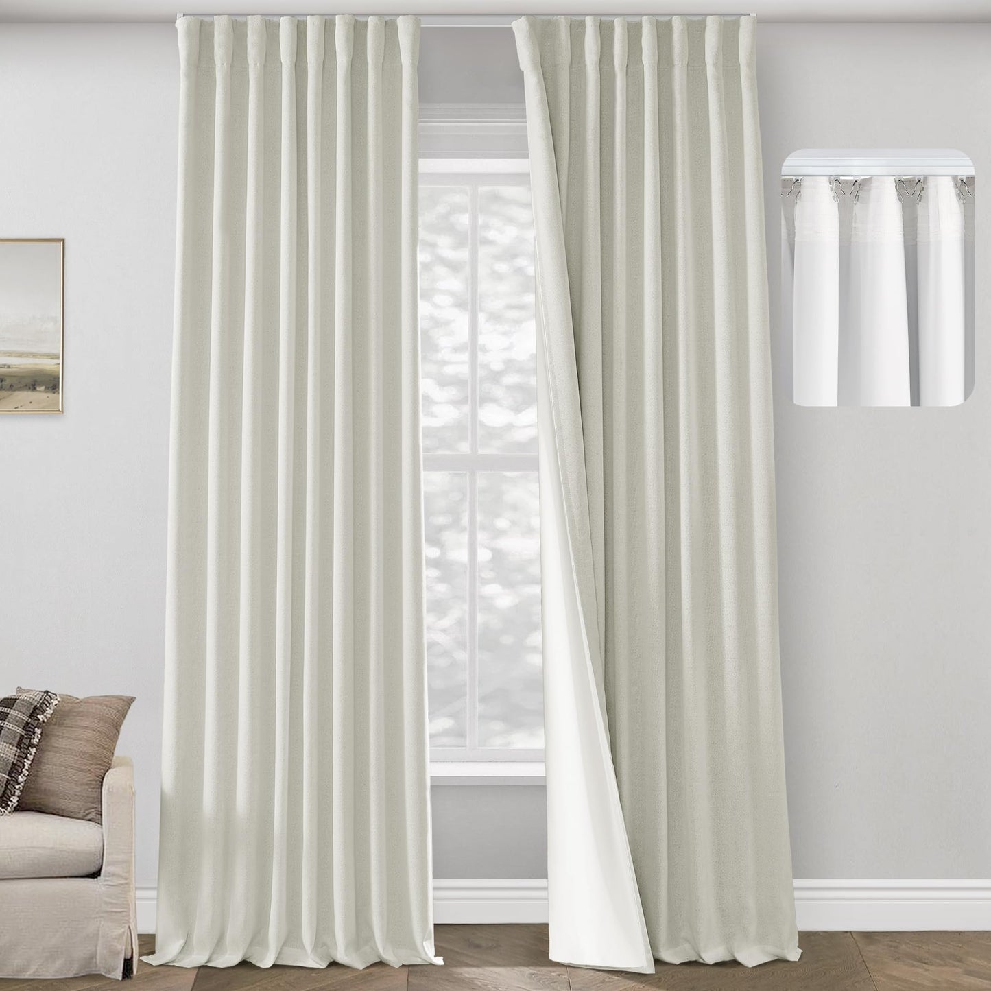 Boho Blackout Curtains Cream 70x90, 2 Panels