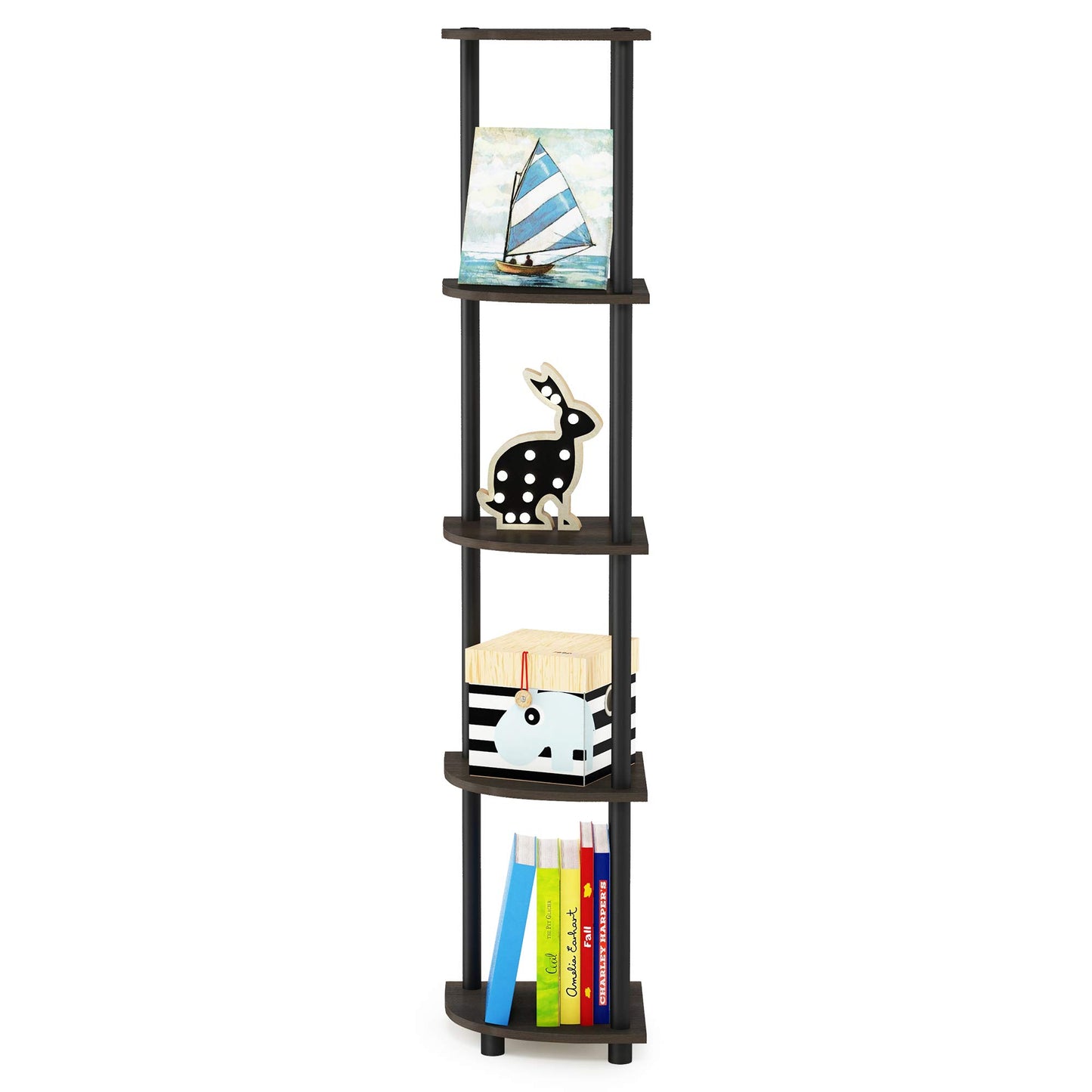 Furinno 5-Tier Corner Shelf, Espresso/Black