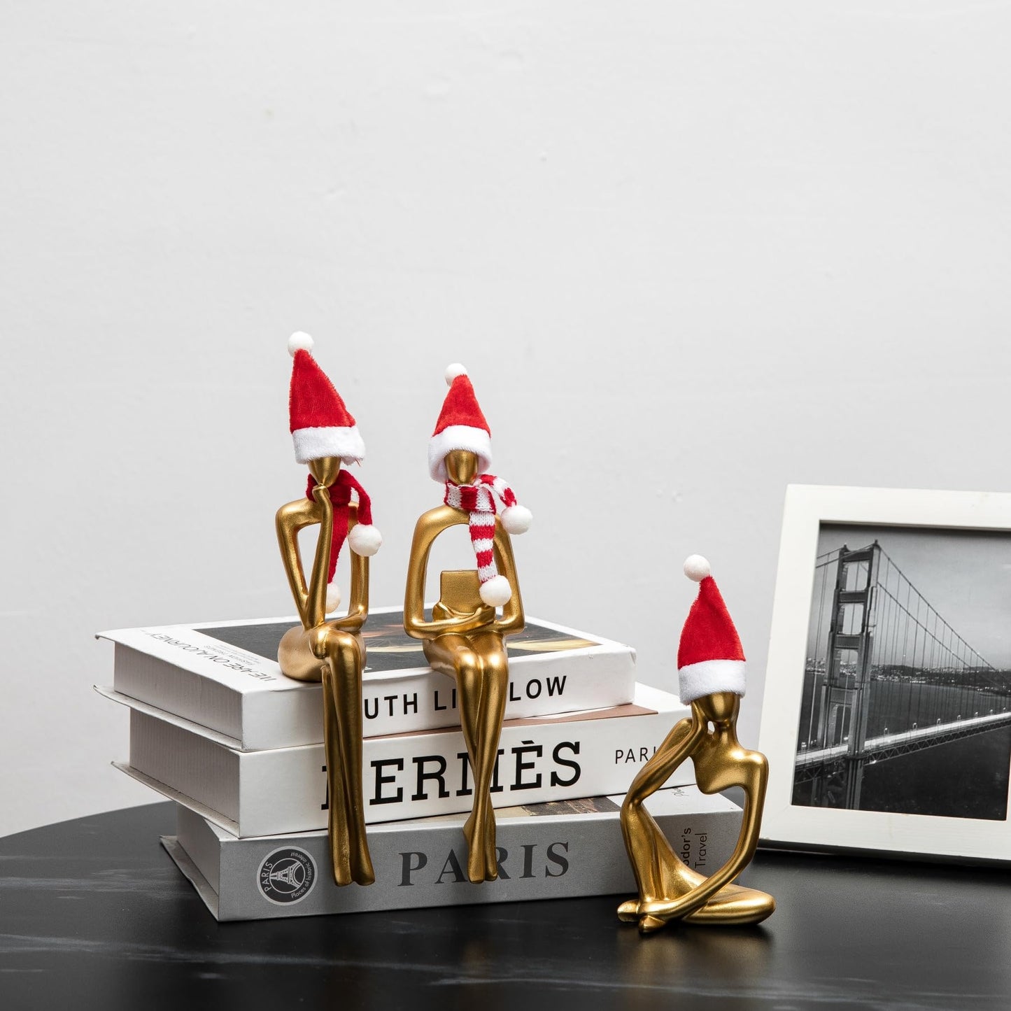 Gold Thinker Statues, Set of 3, Small