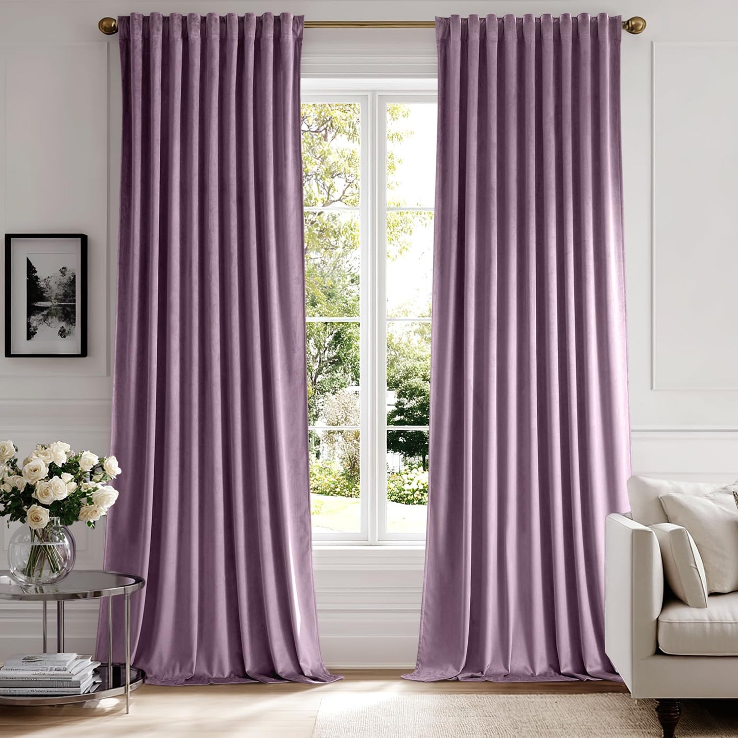 MIULEE Velvet Curtains 108 inches Long 2 Panels