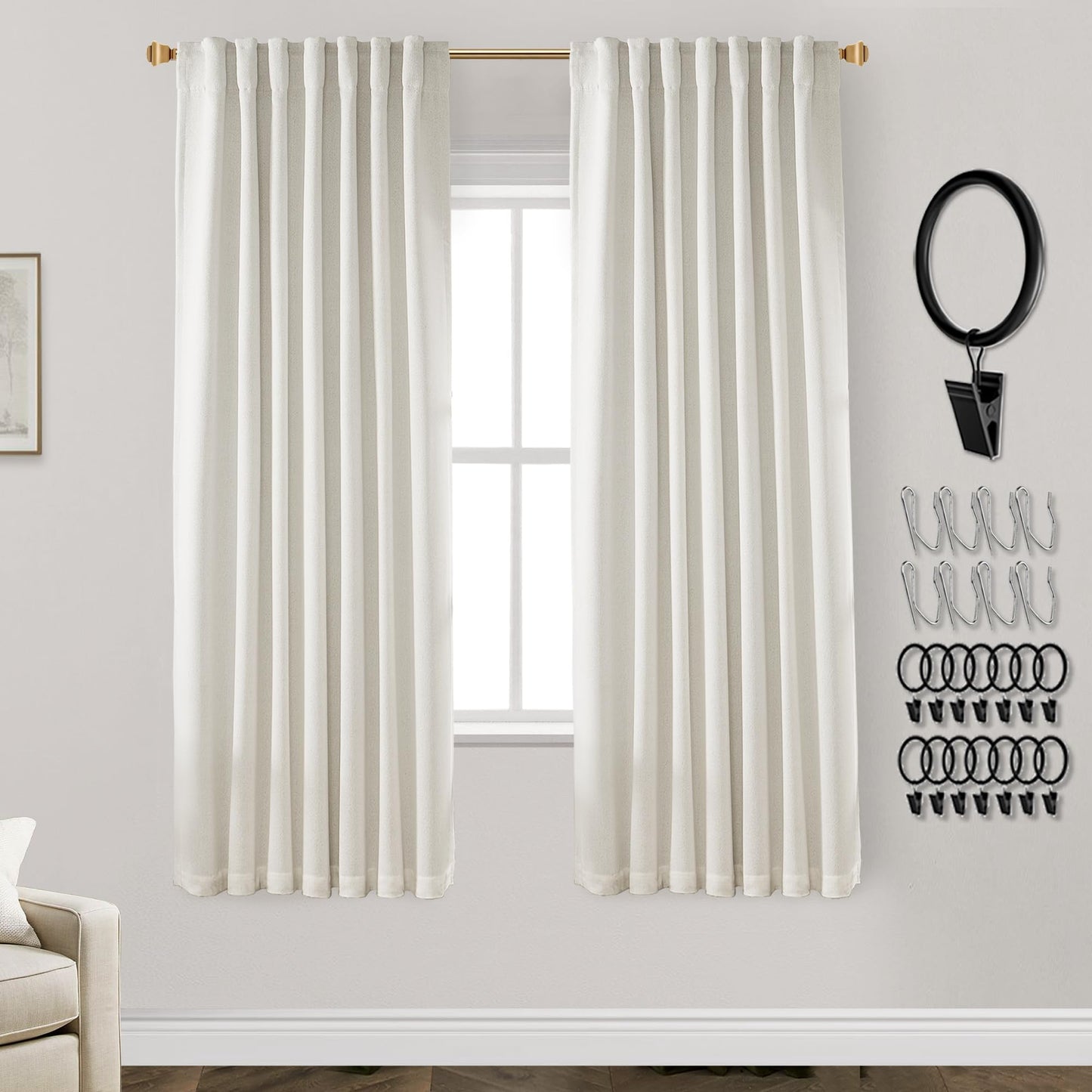 Boho Blackout Curtains Cream 70x90, 2 Panels