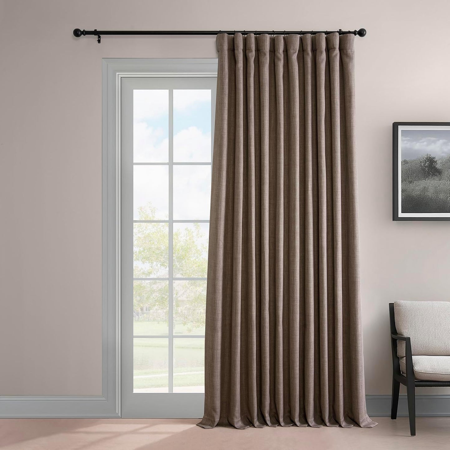 HPD Faux Linen Curtain 100x96" Birch, 1 Panel
