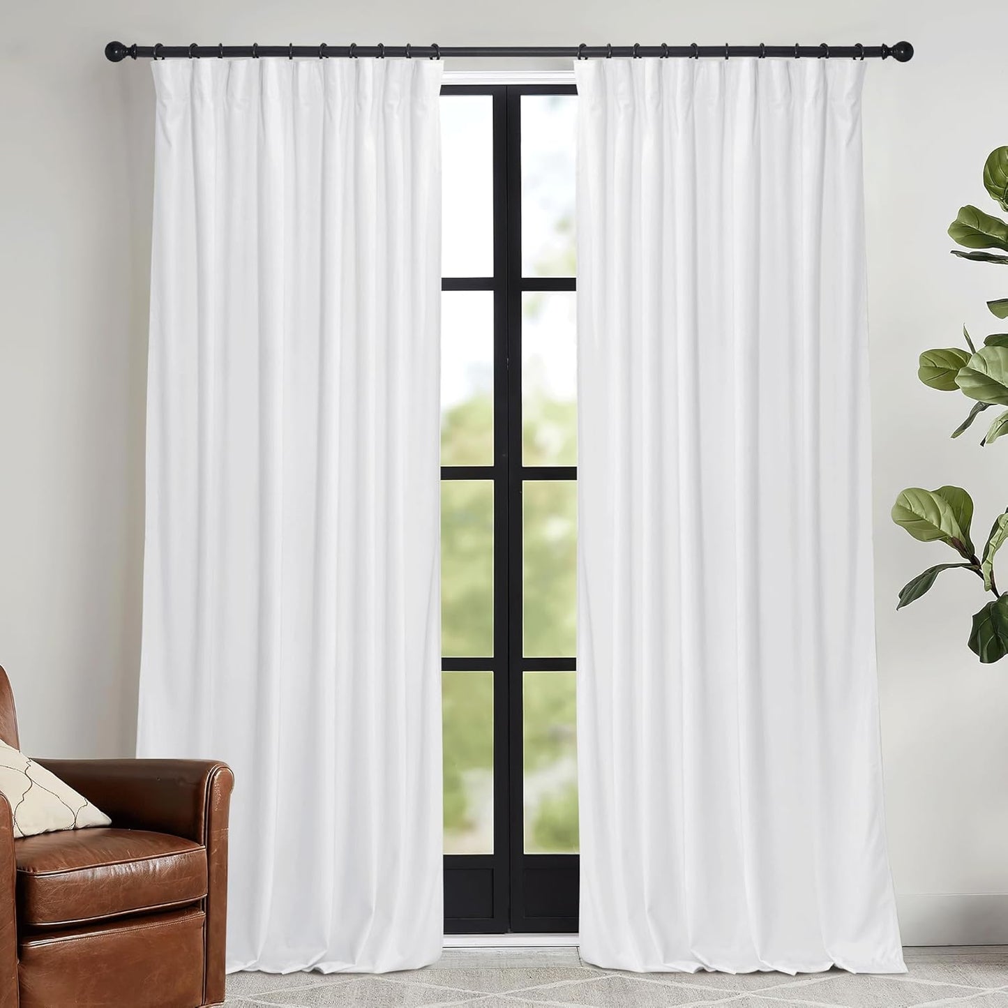RYB HOME Velvet Curtains 52x108" Green, 2 Panels