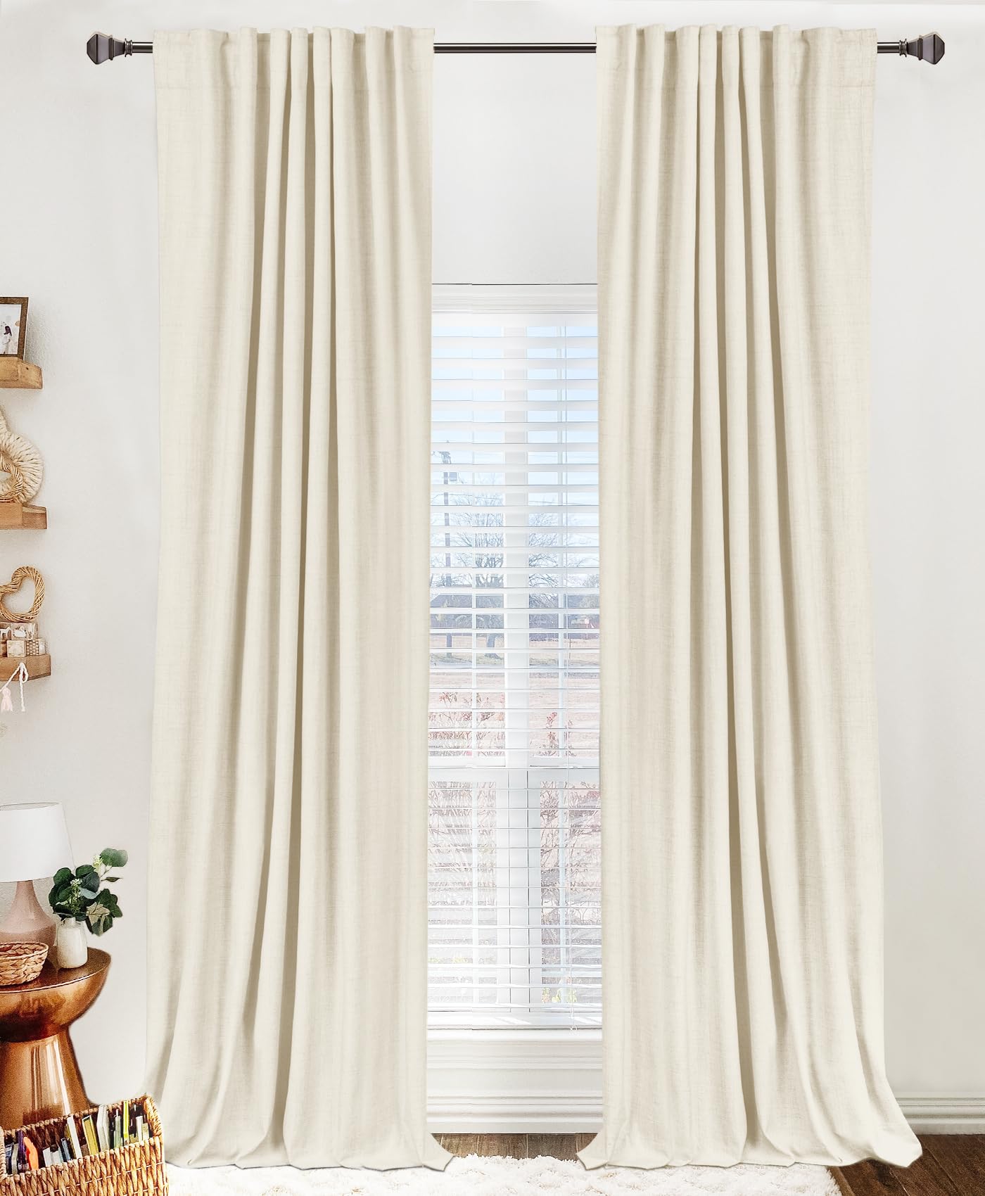 Linen Blackout Curtains 50x120" Moss Green, 2 Panels