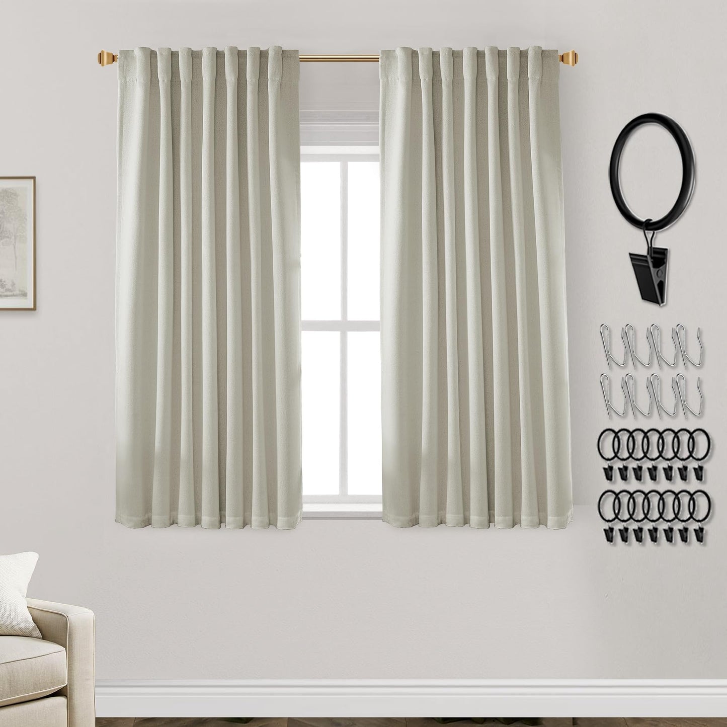 Boho Blackout Curtains Cream 70x90, 2 Panels