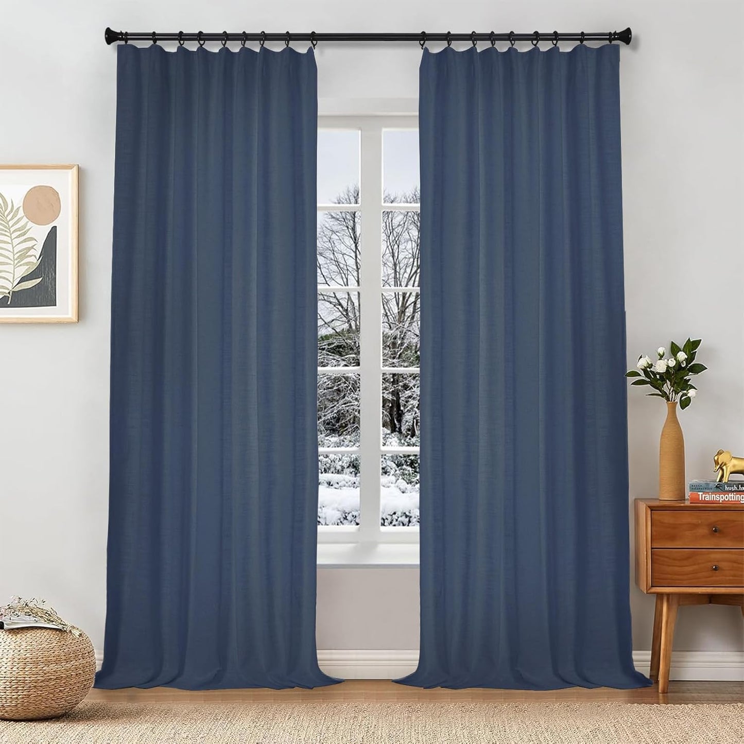 Linen Curtains – Snow White, 84" (2 Panels)