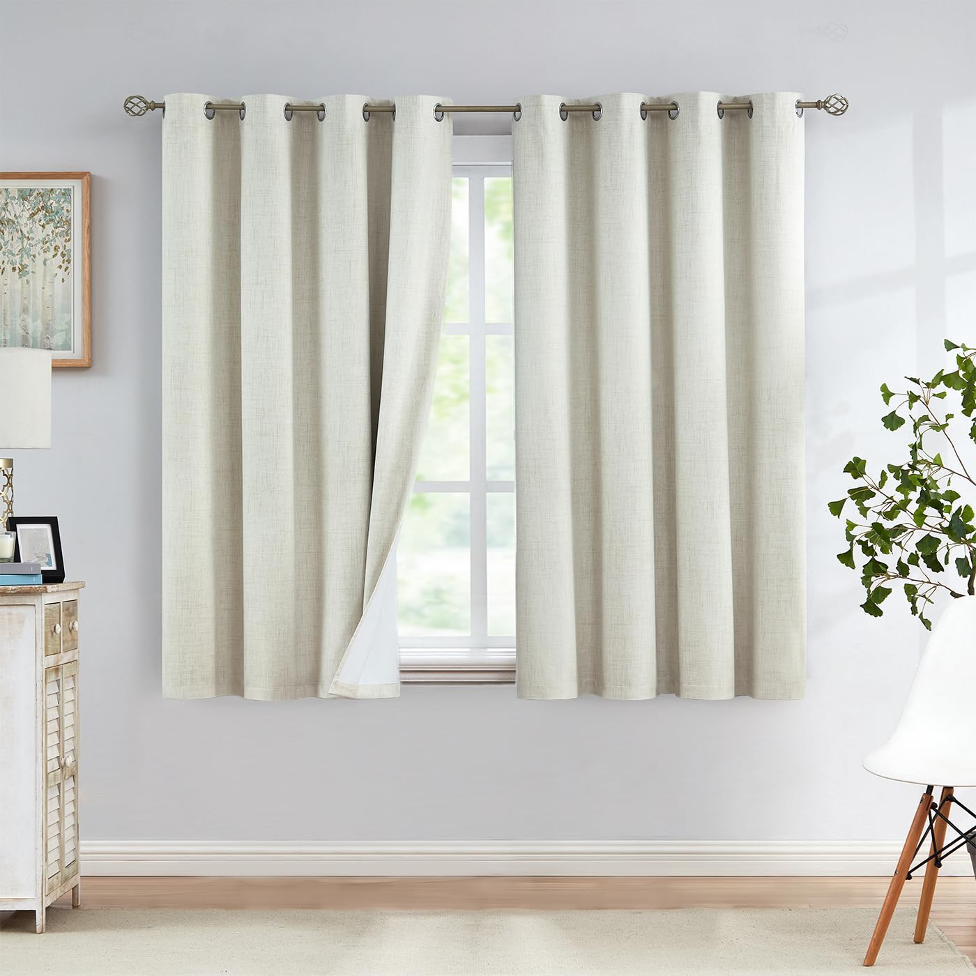 Urban Lotus Blackout Curtains 52x84" Beige, 2 Panels