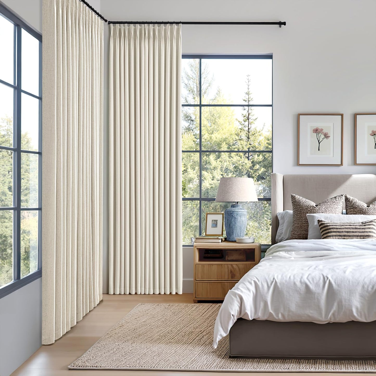 MIULEE Blackout Linen Curtains 96" 2 Panels